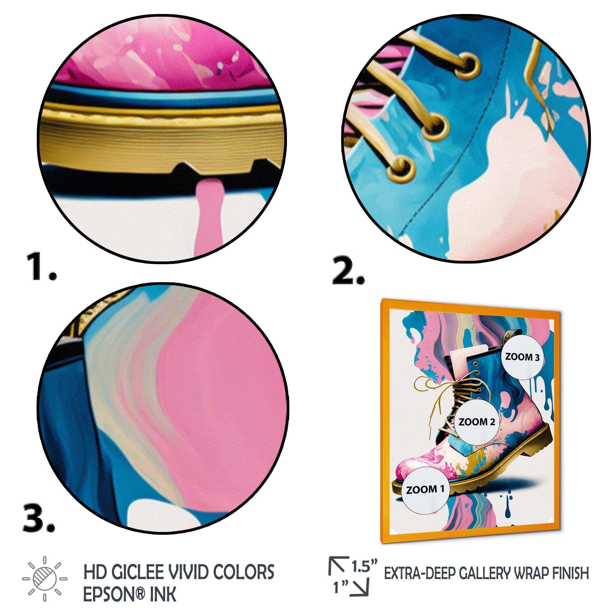 Pink And Blue Art Deco Army Shoes II