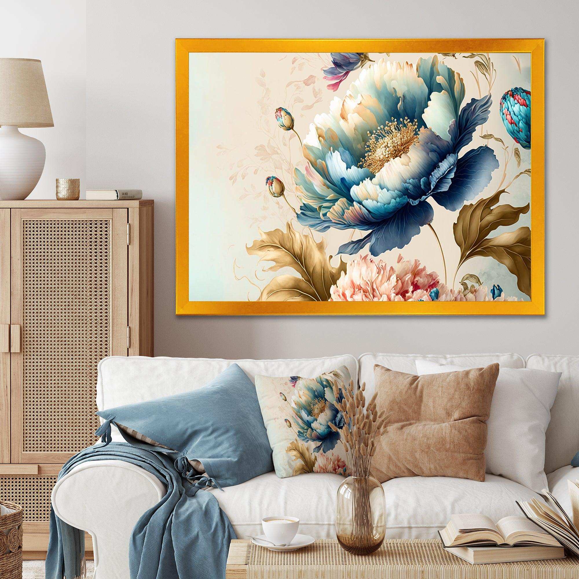 Blue And Gold Floral Bunch I