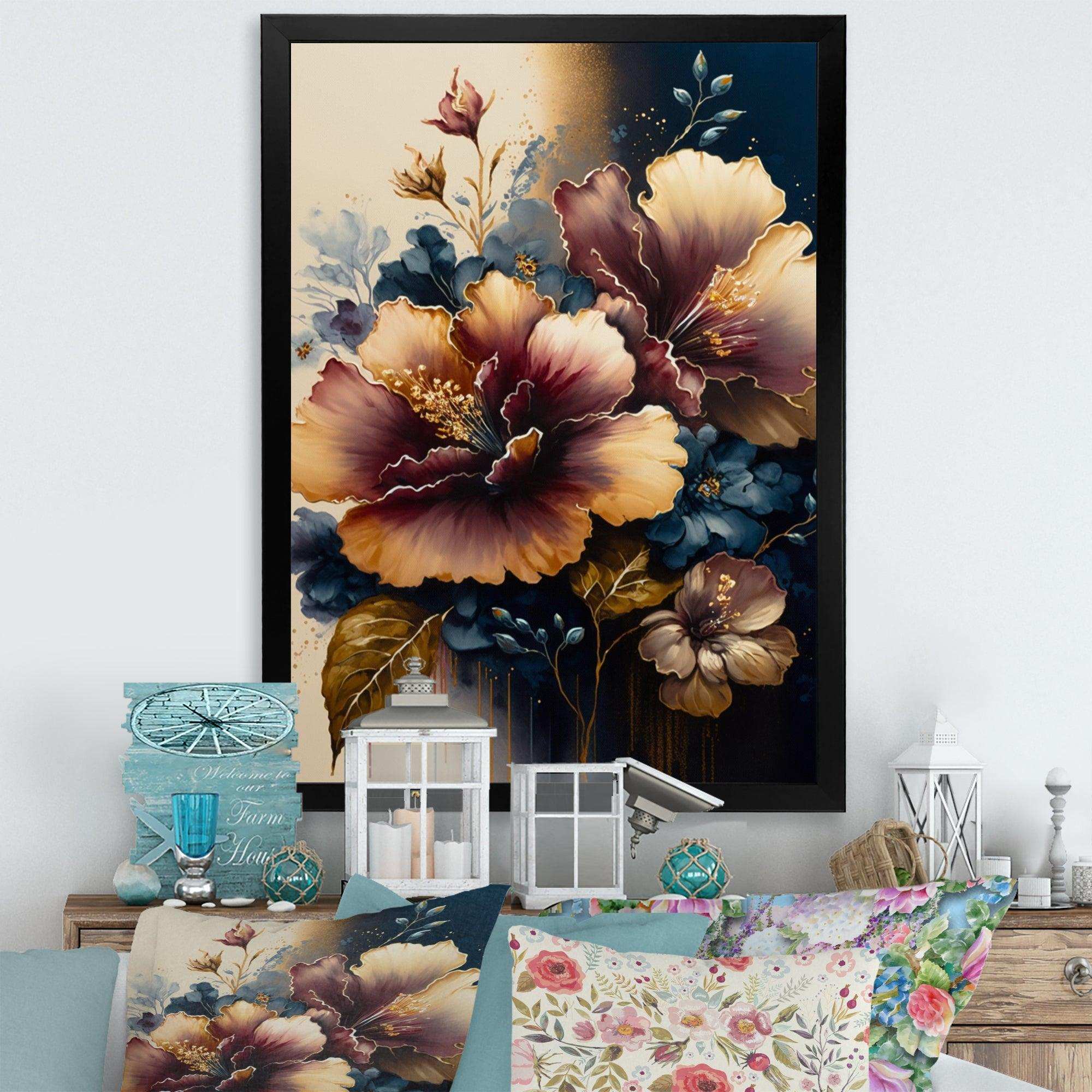 Burgundy And Blue Hibiscus Bunch I