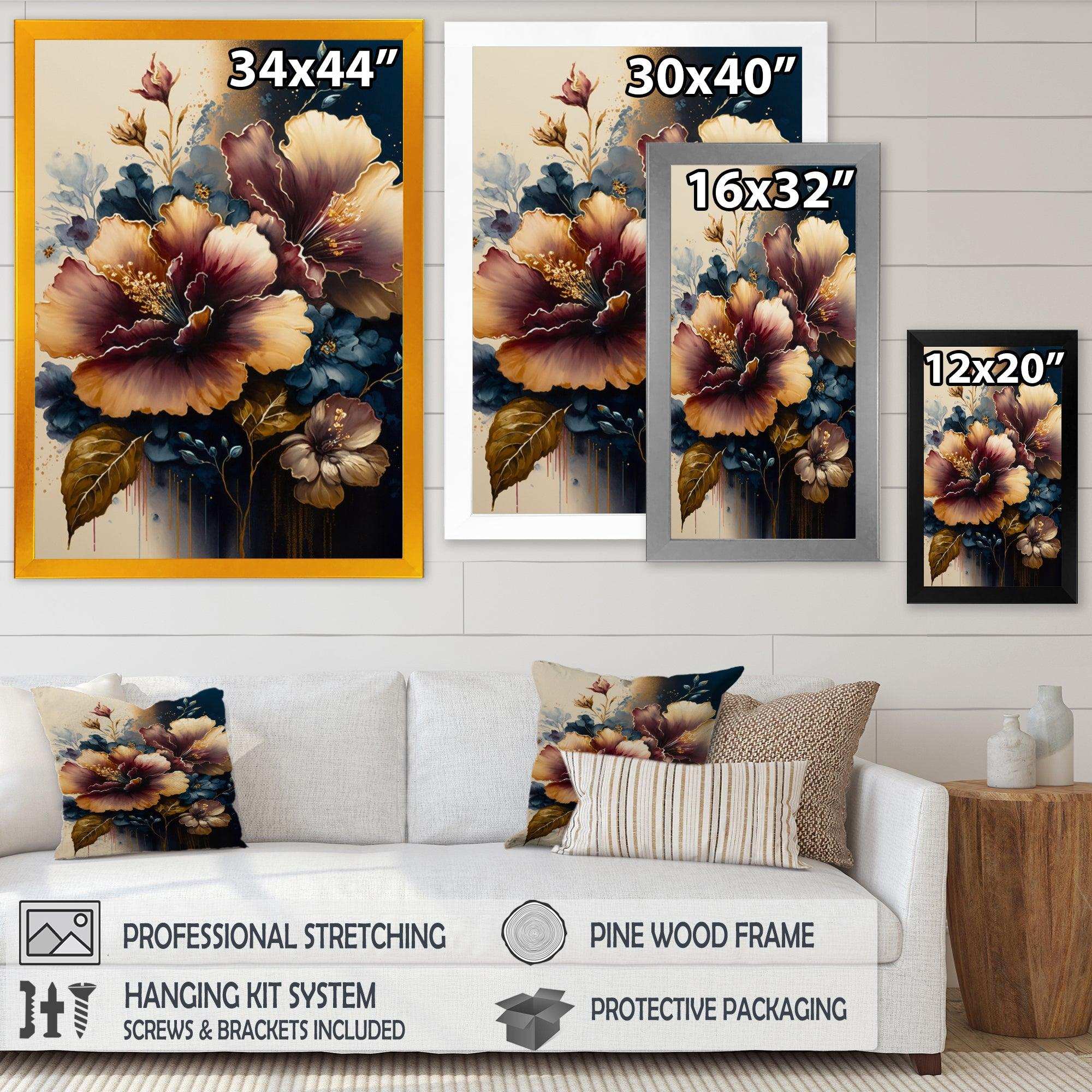 Burgundy And Blue Hibiscus Bunch I