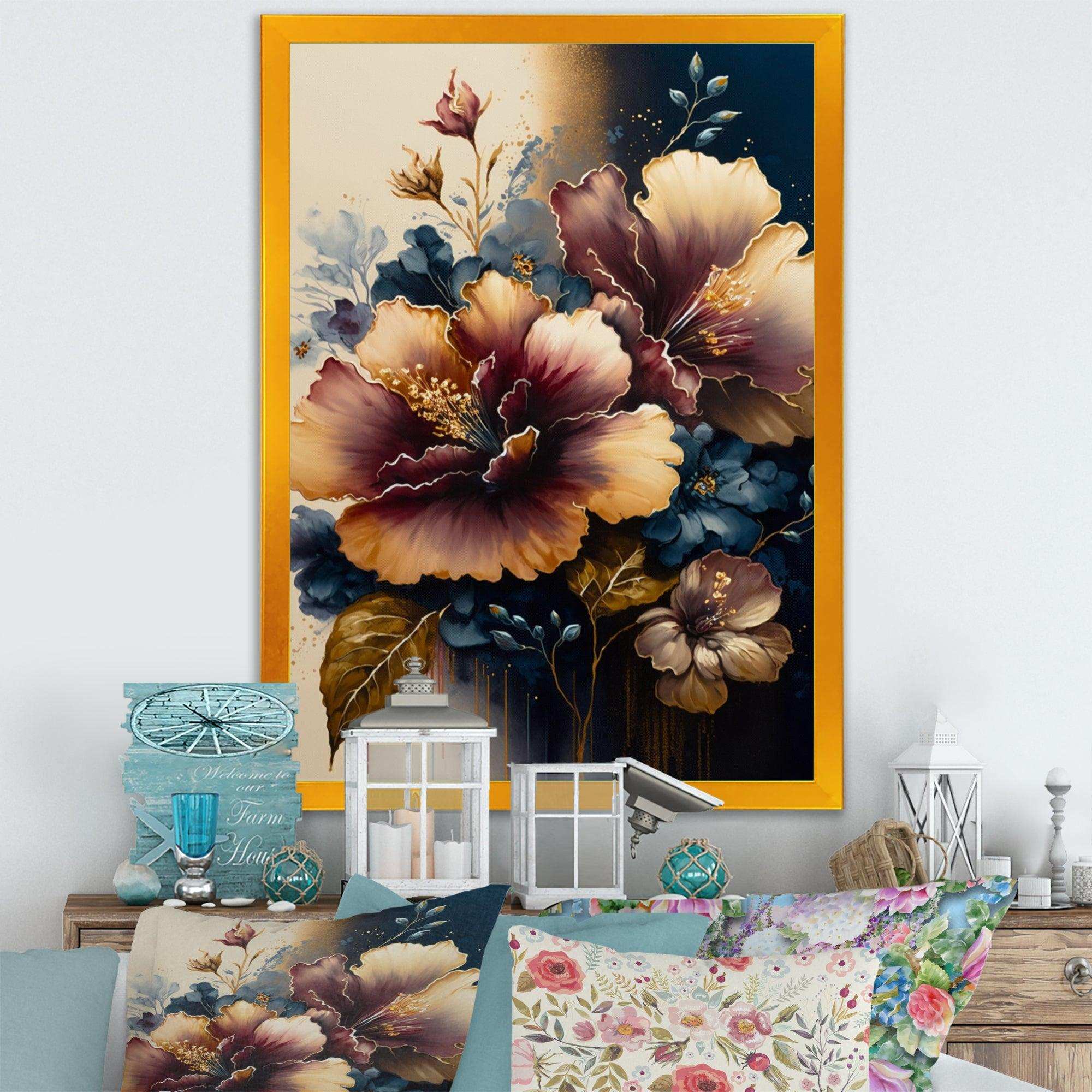 Burgundy And Blue Hibiscus Bunch I