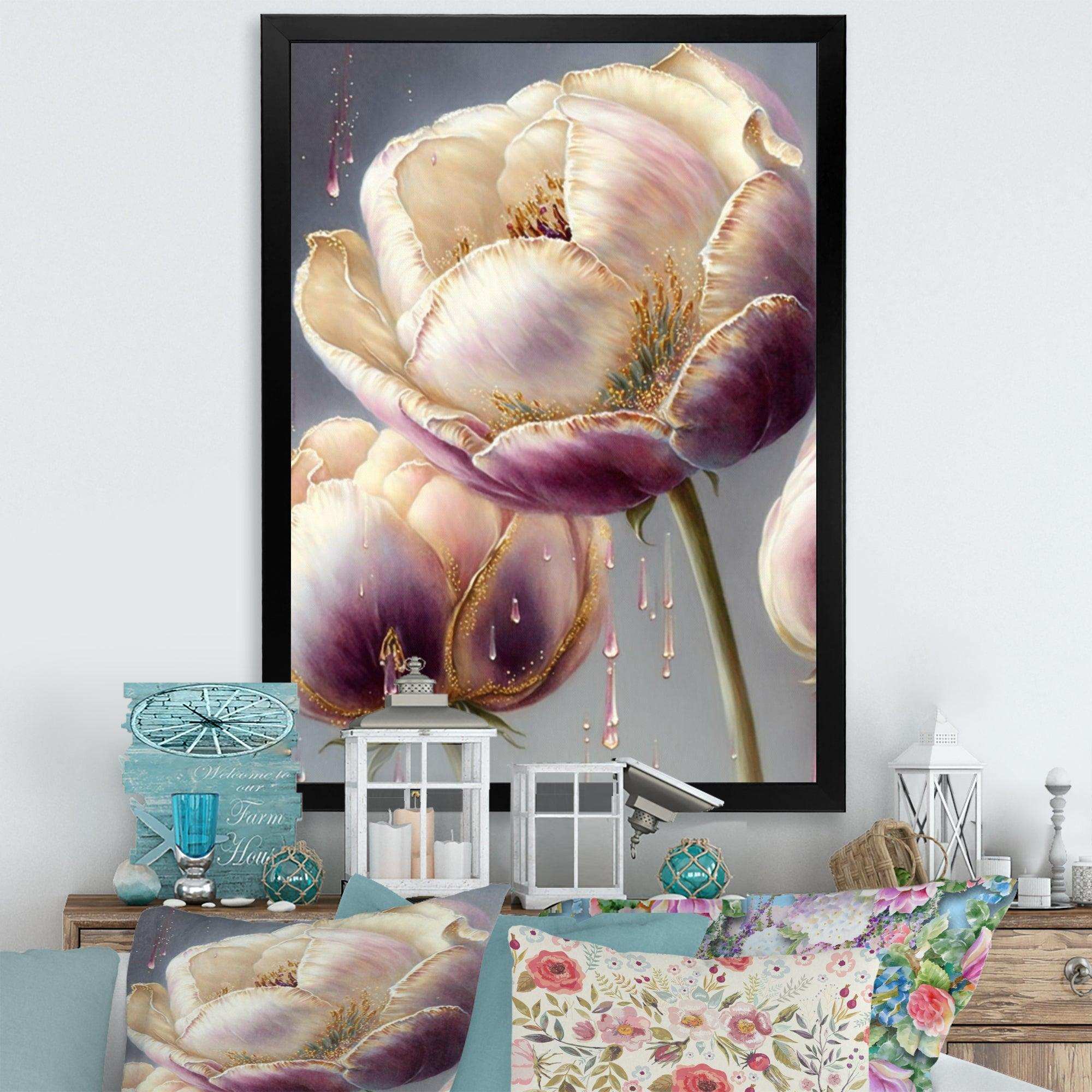 Cream And Purple Tulip II