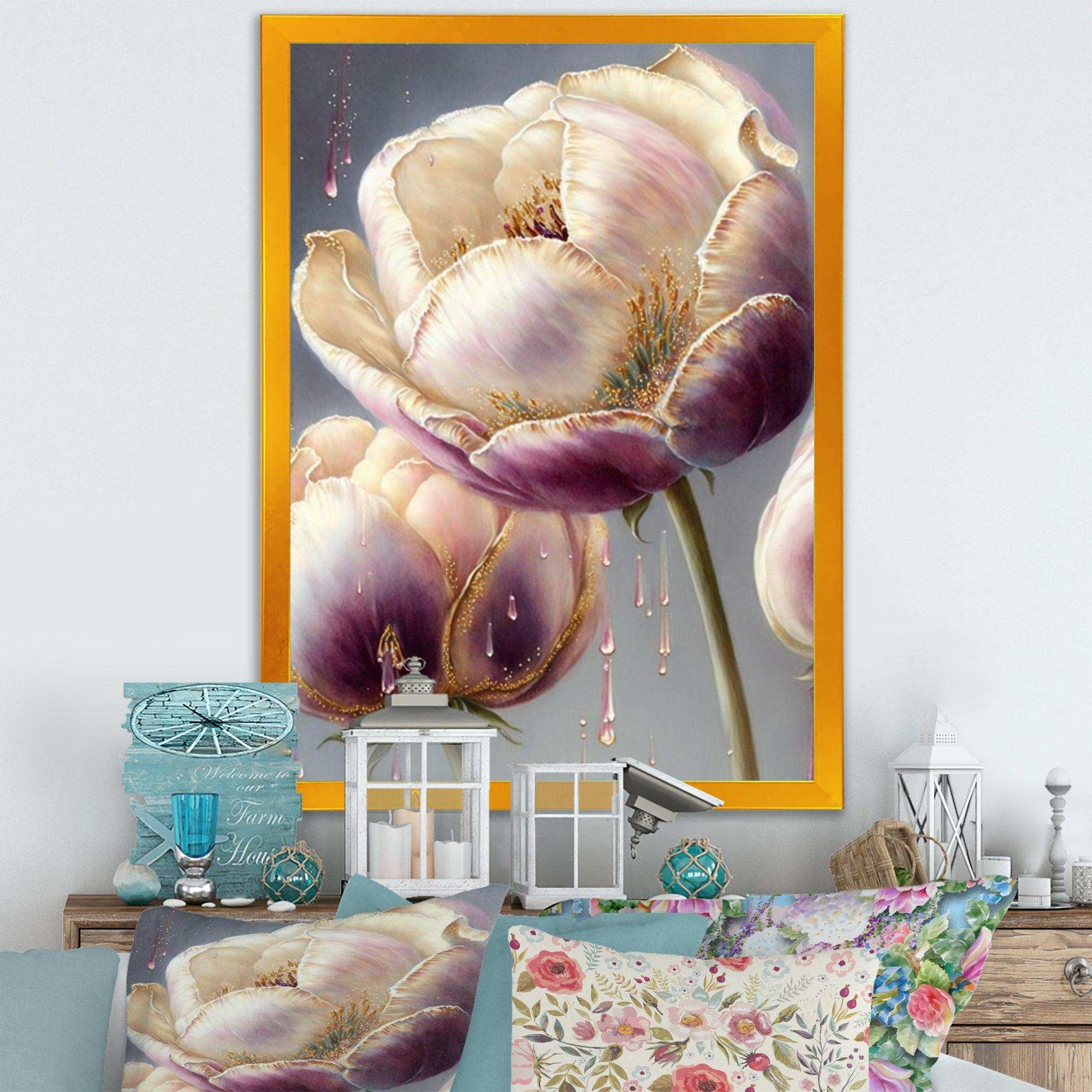 Cream And Purple Tulip II