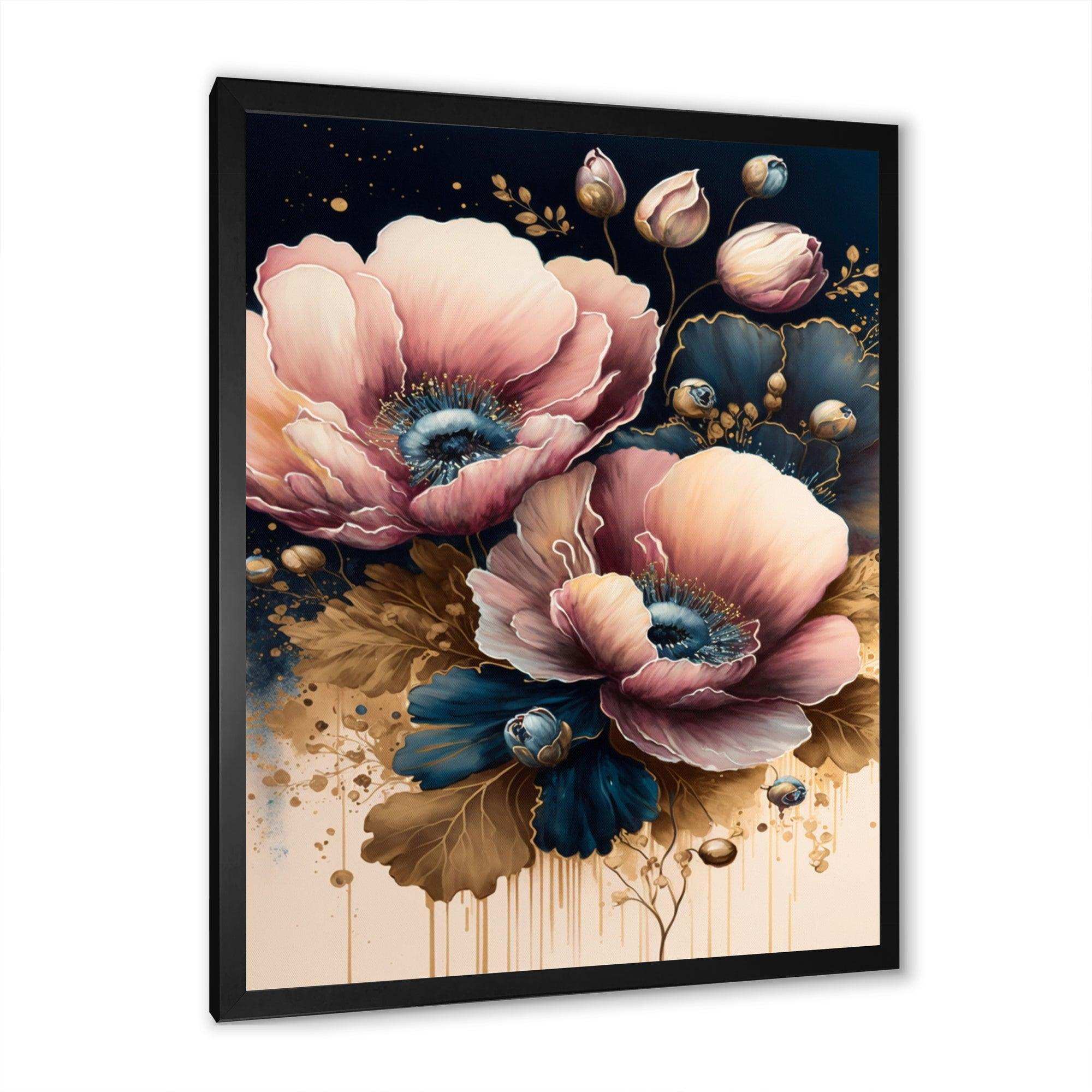Bold Pink And Blue Poppy Flowers I