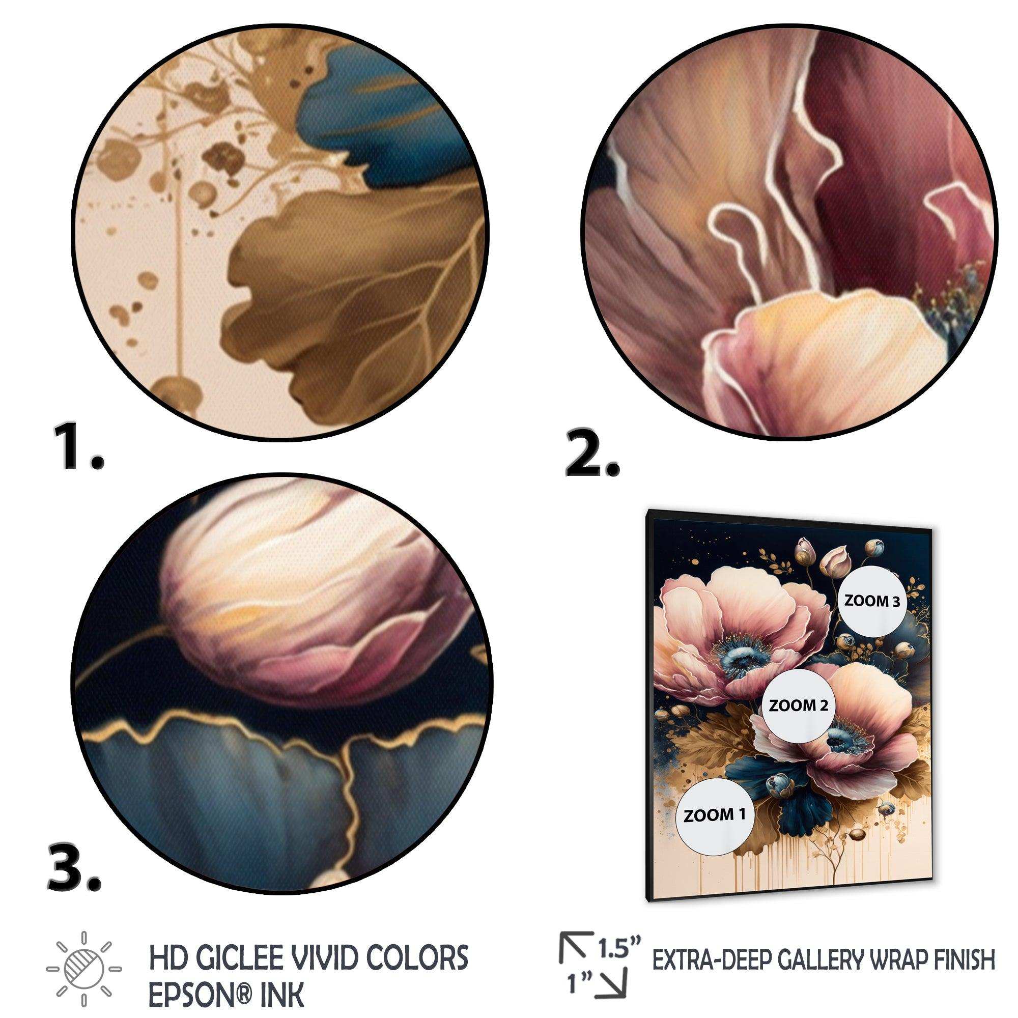 Bold Pink And Blue Poppy Flowers I