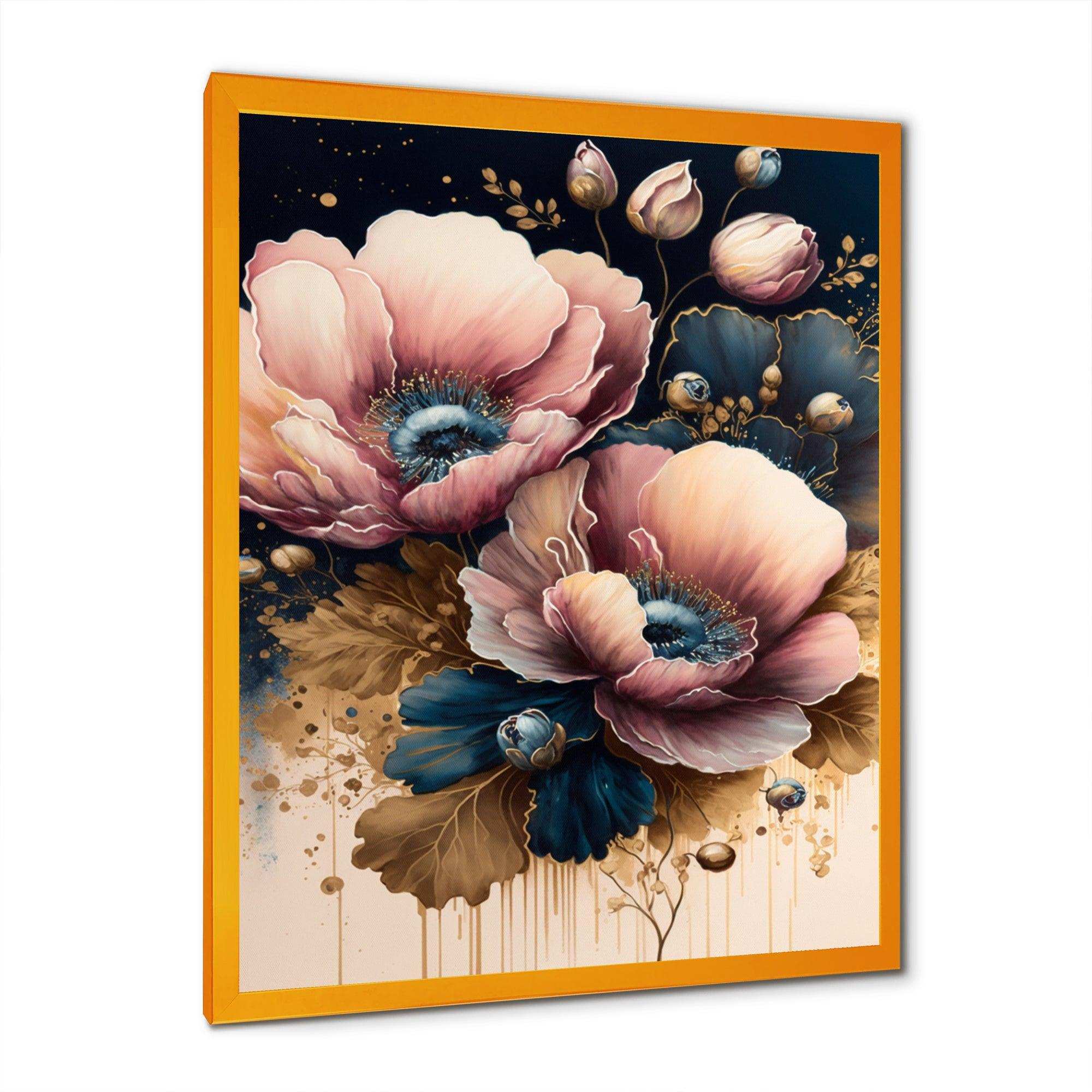 Bold Pink And Blue Poppy Flowers I
