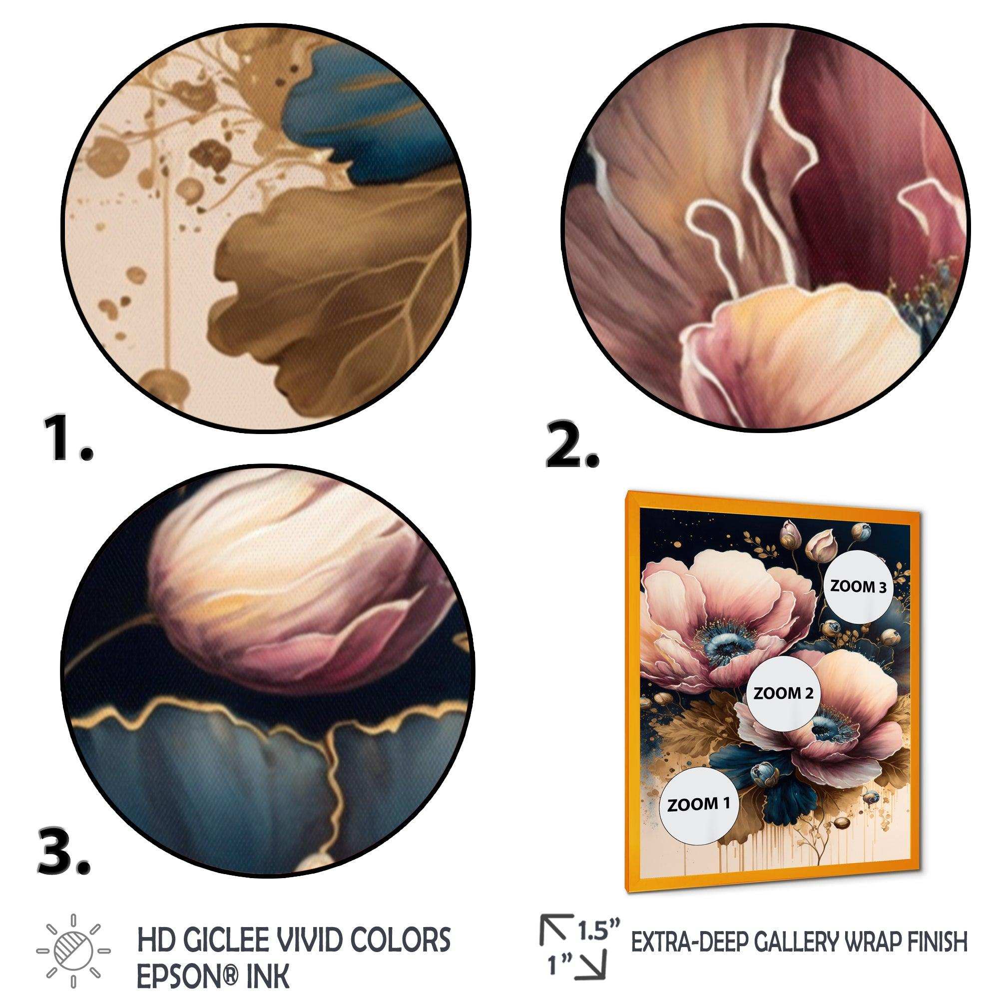 Bold Pink And Blue Poppy Flowers I