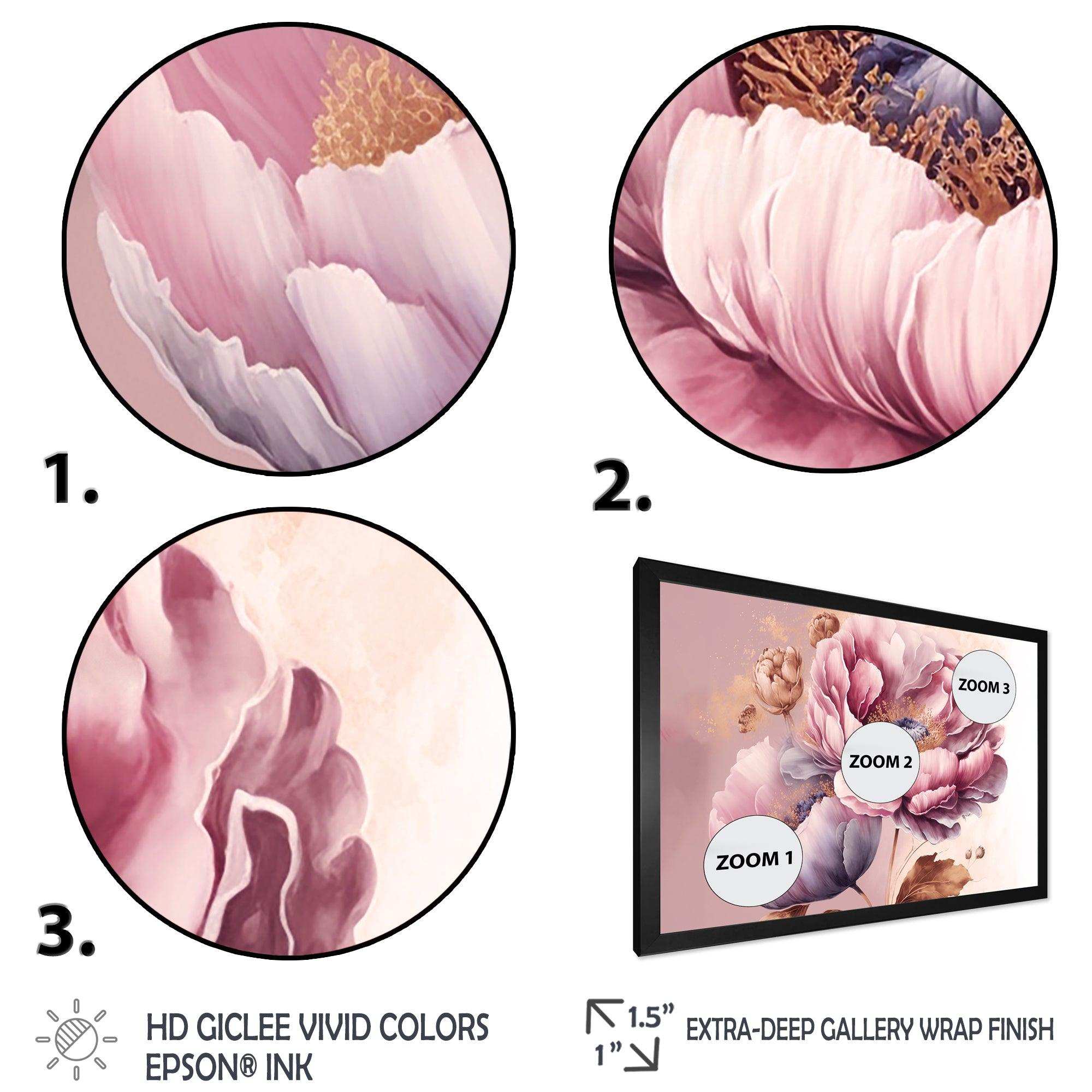 Pink And Gold Poppy Flowers III
