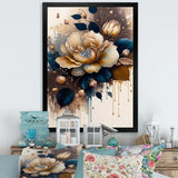 Brown And Blue Rose Design
