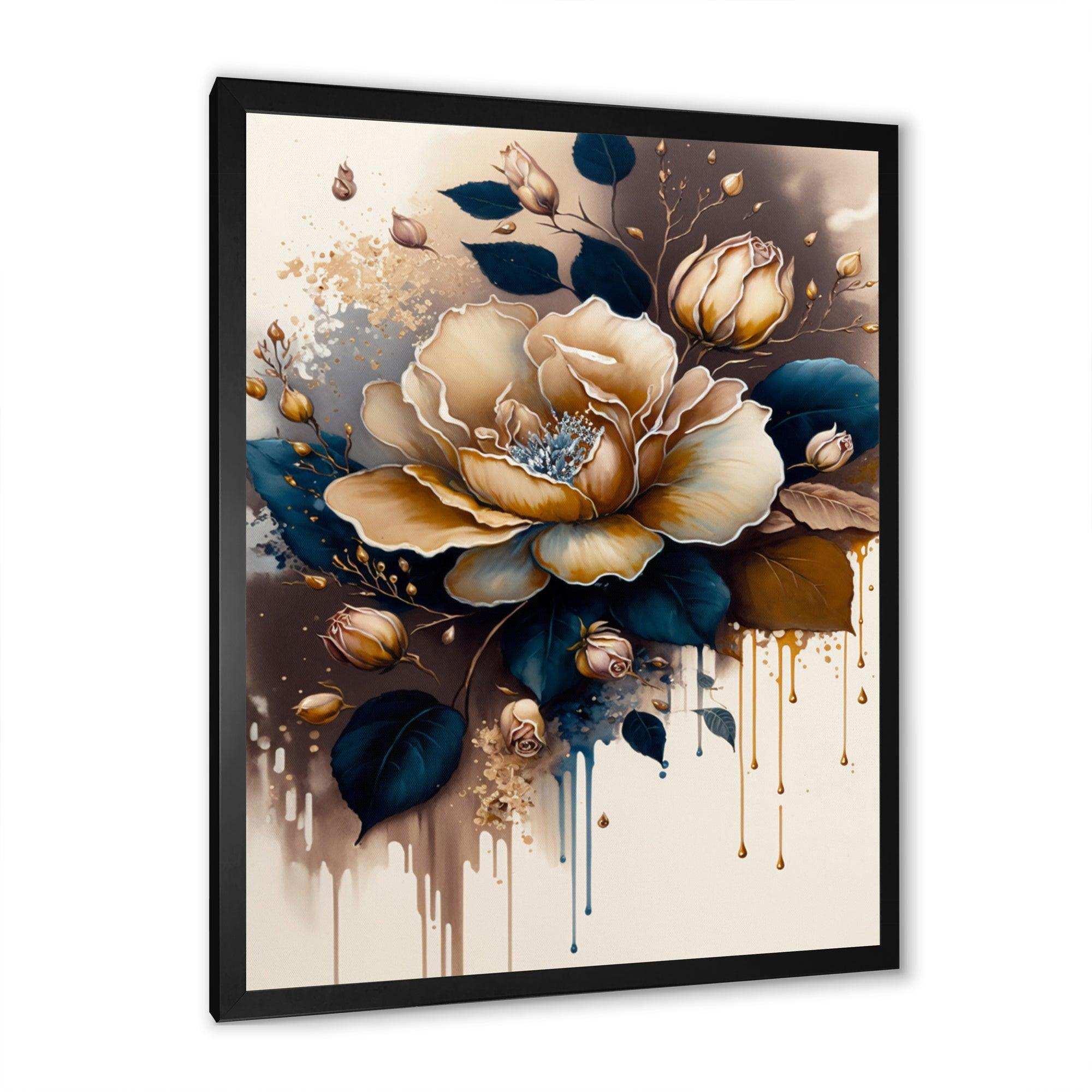 Brown And Blue Rose Design