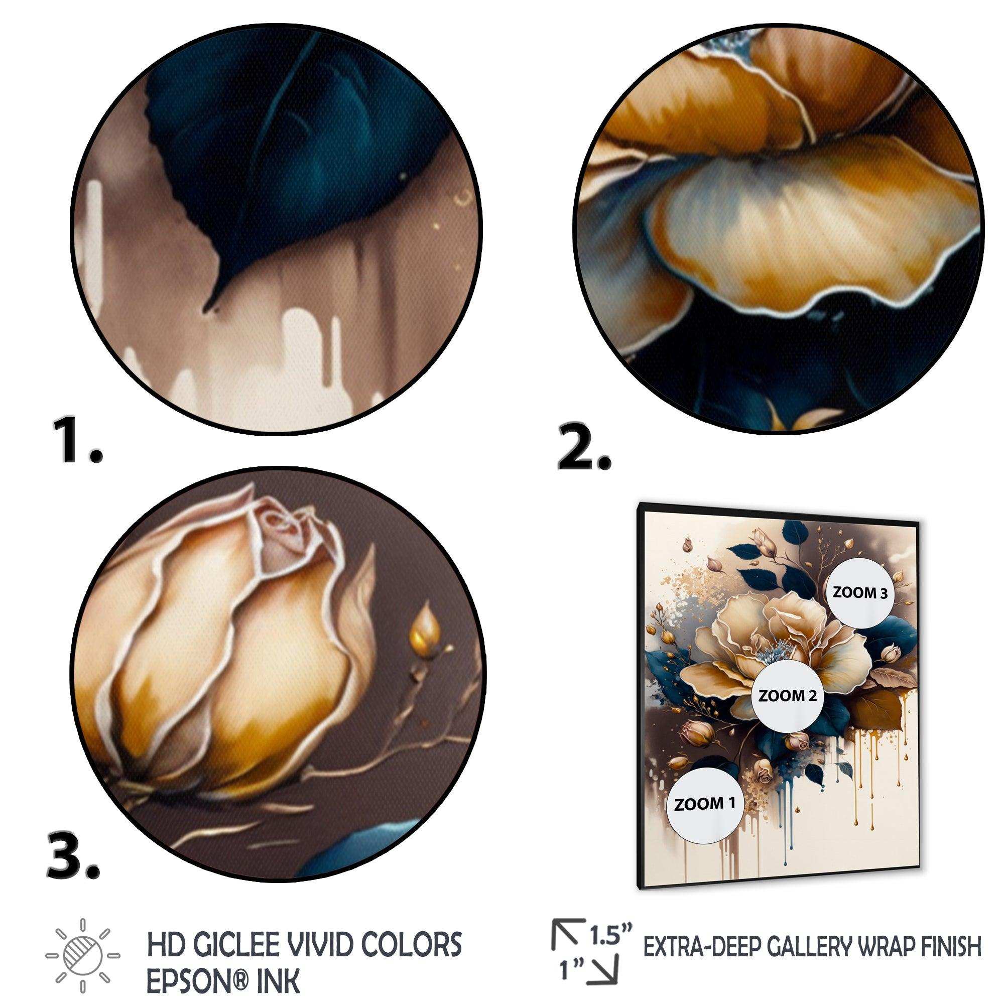 Brown And Blue Rose Design