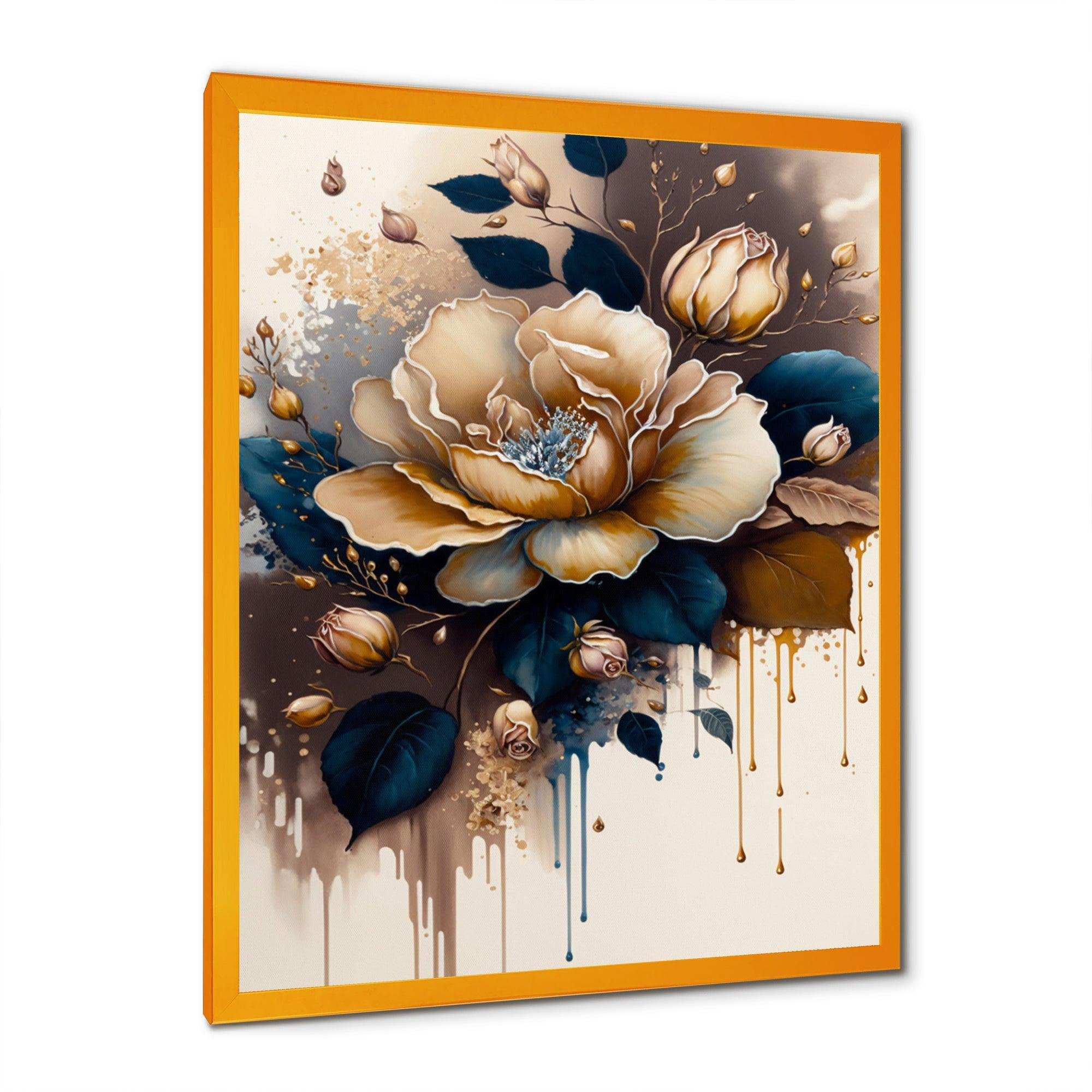 Brown And Blue Rose Design