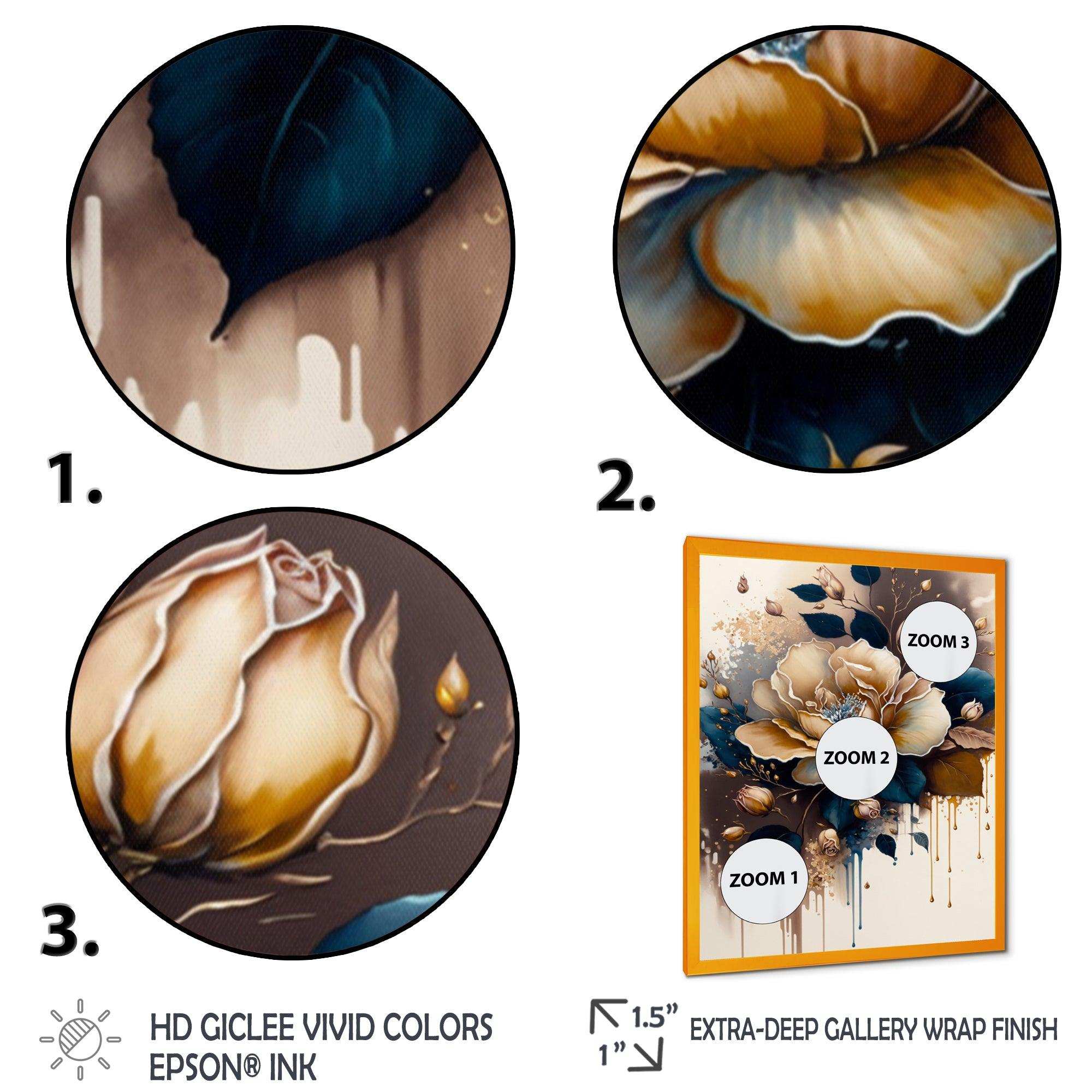 Brown And Blue Rose Design