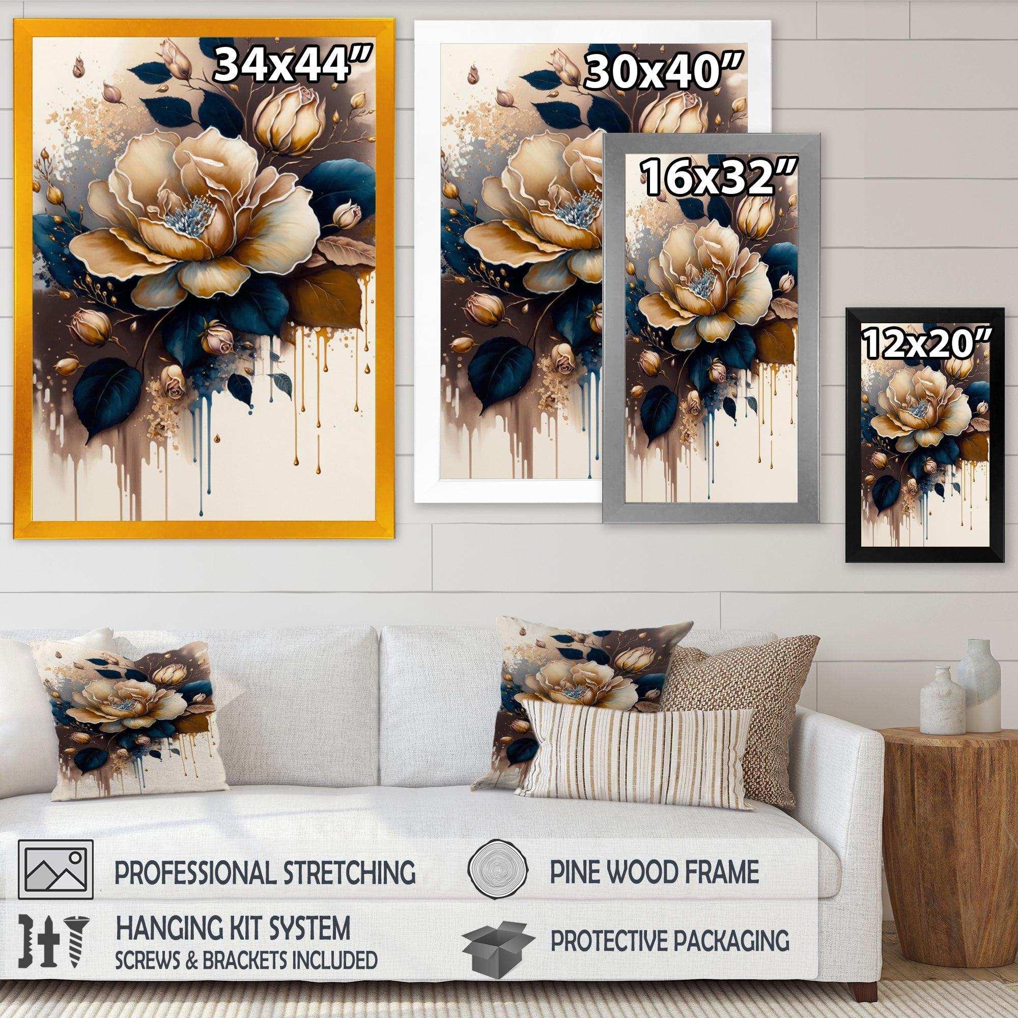 Brown And Blue Rose Design