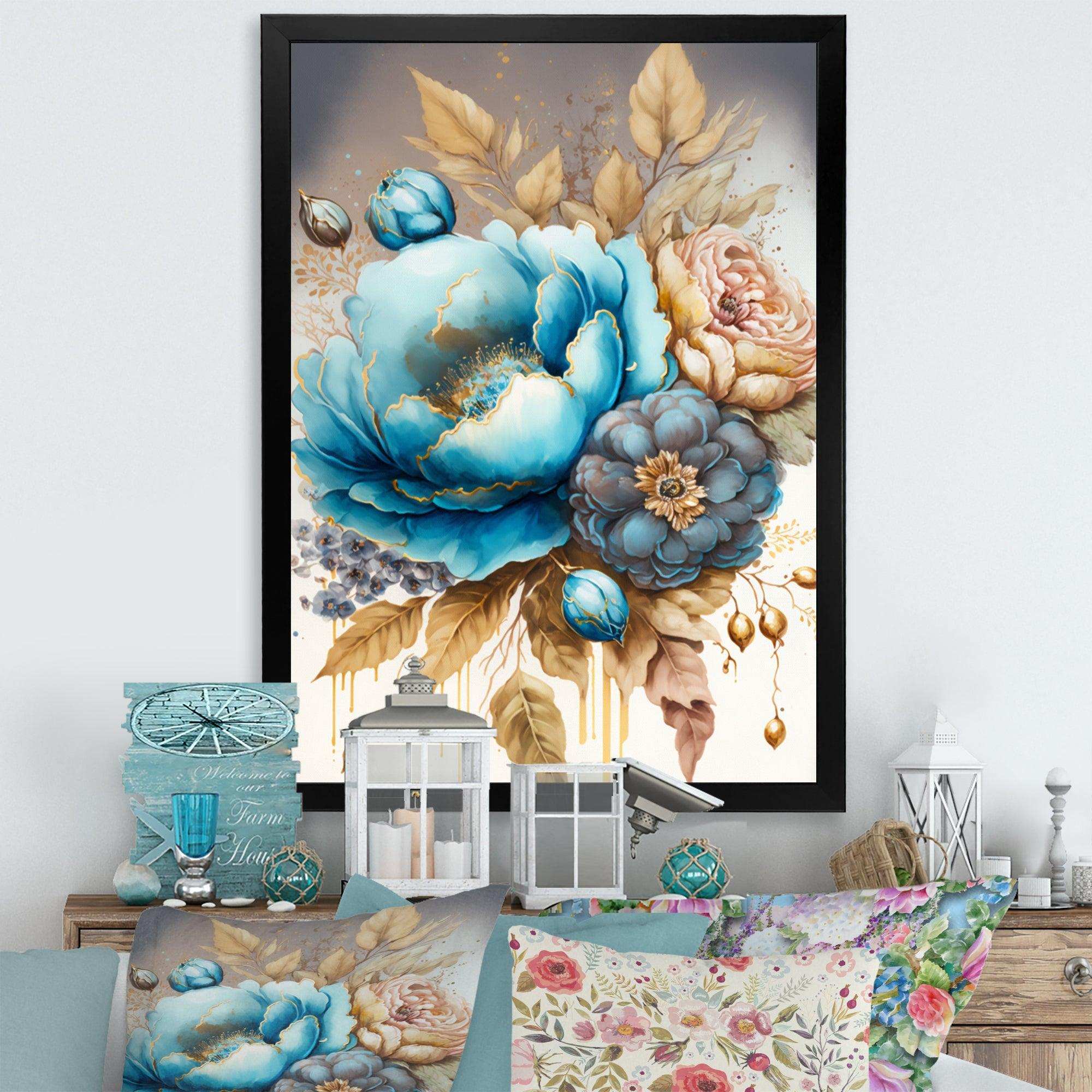 Blue And Gold Mixed Floral Bouquet I