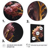 Abstract Pink And Gold Leaves II Framed Print Vibrant Black - 1.5Width