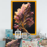 Abstract Pink And Gold Leaves II Framed Canvas Vibrant Black - 1.5Thick
