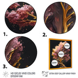 Abstract Pink And Gold Leaves II Framed Print Vibrant Gold - 1.5Width