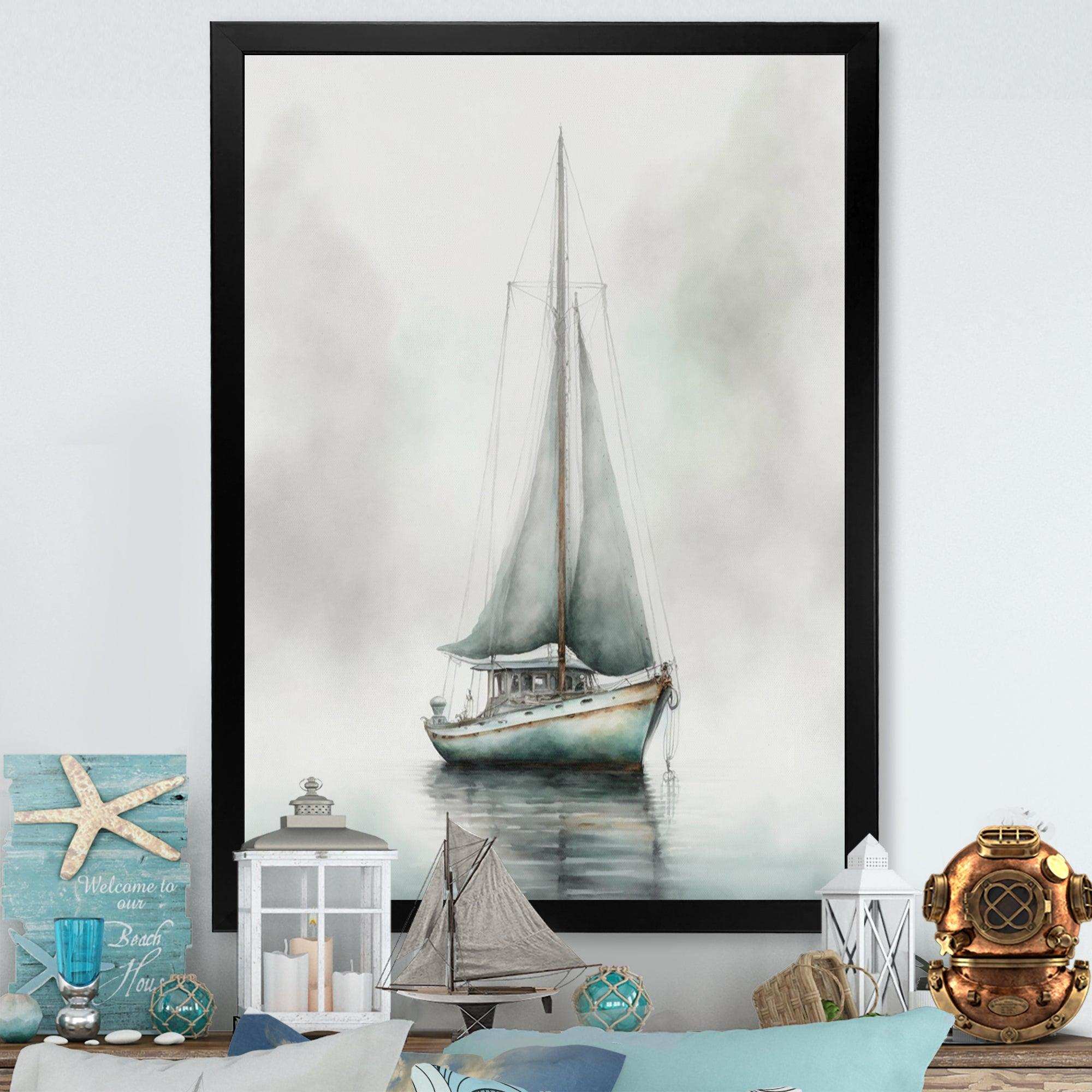 Sailboat Anchored In Fog