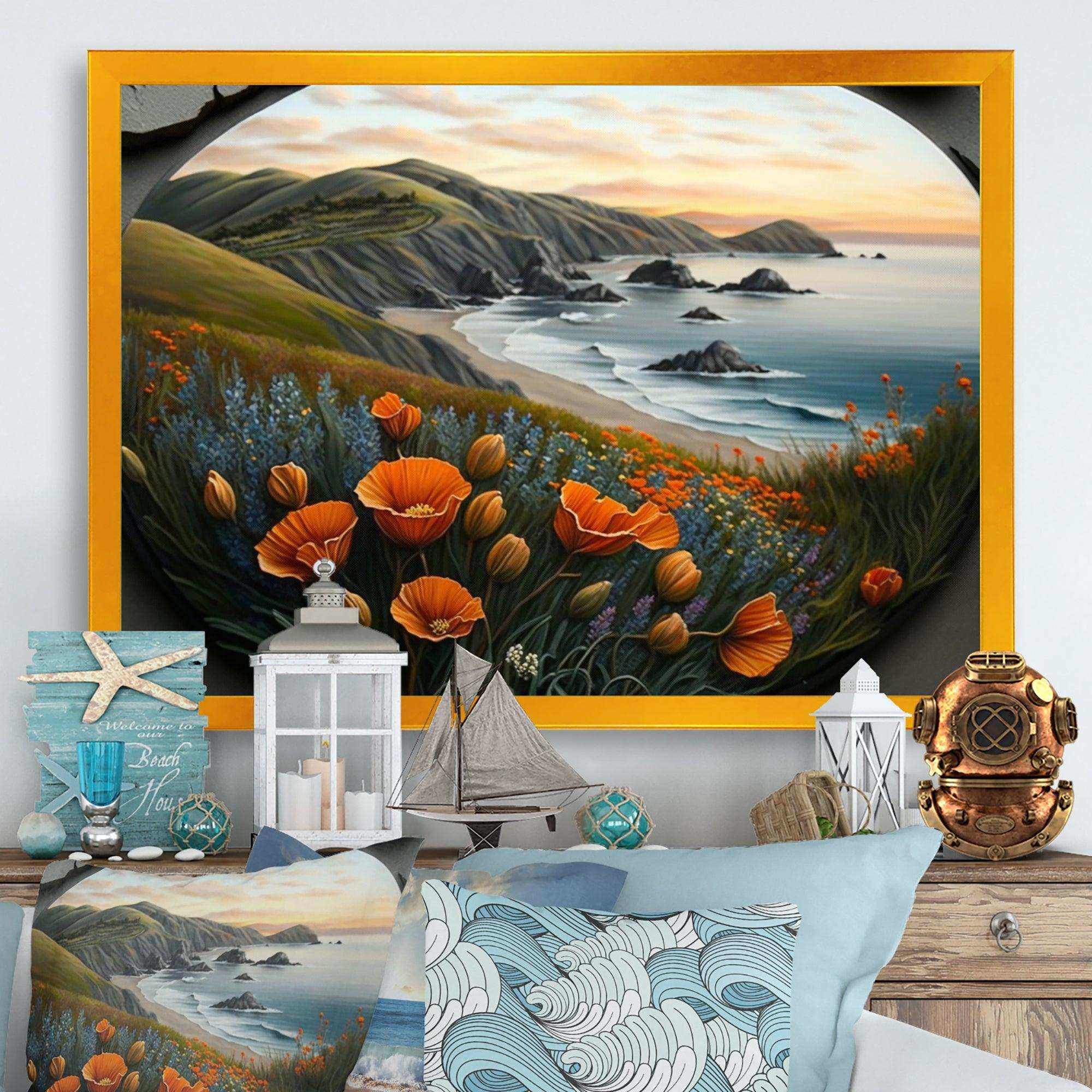 Orange Flowers By The Coast III