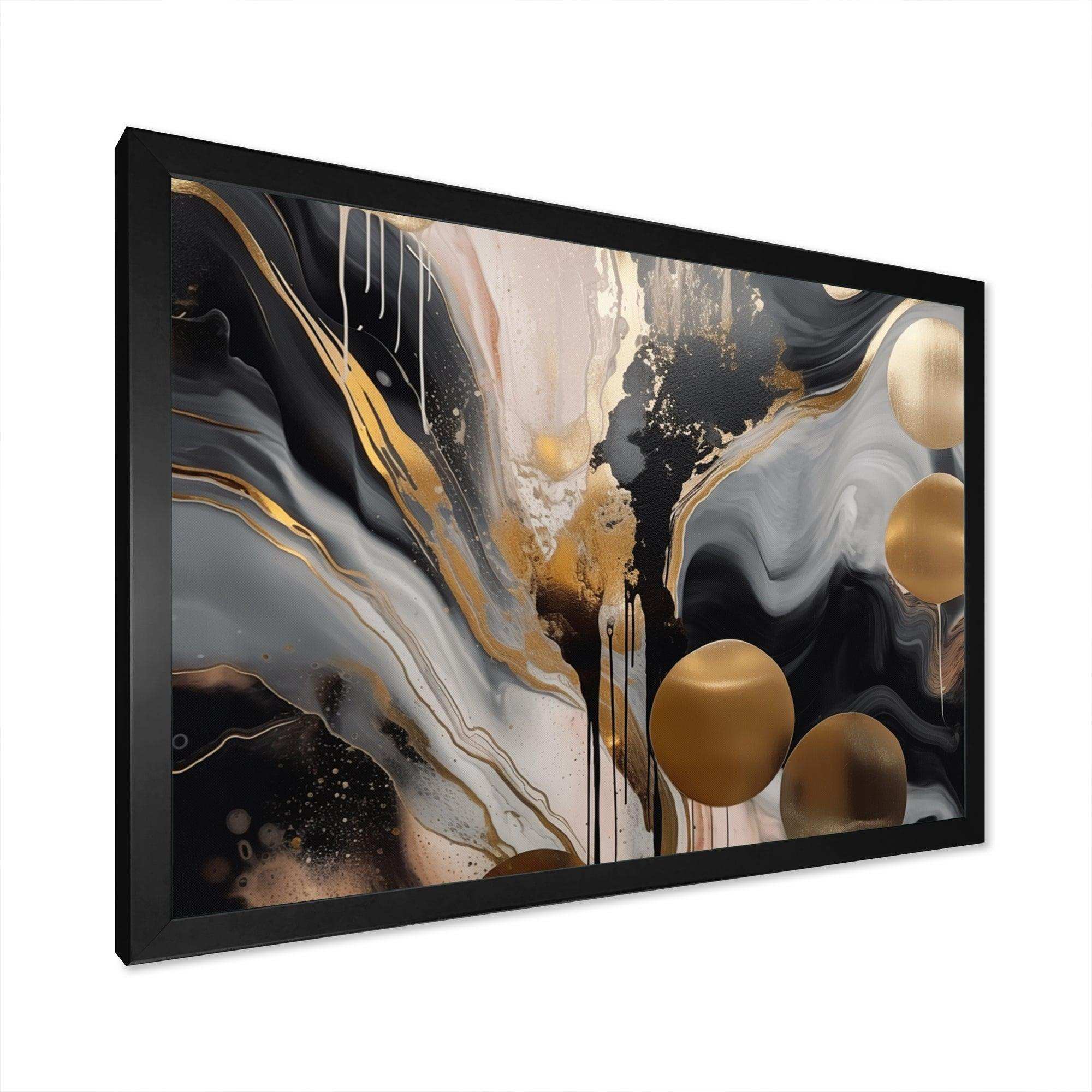 Grey And Gold Captivating Marble - Abstract Canvas Wall Art