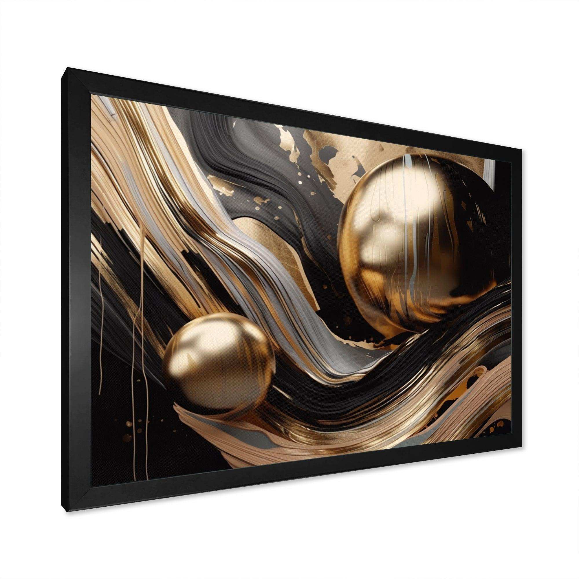 Gold And Black Captivating Marble I - Abstract Canvas Wall Art