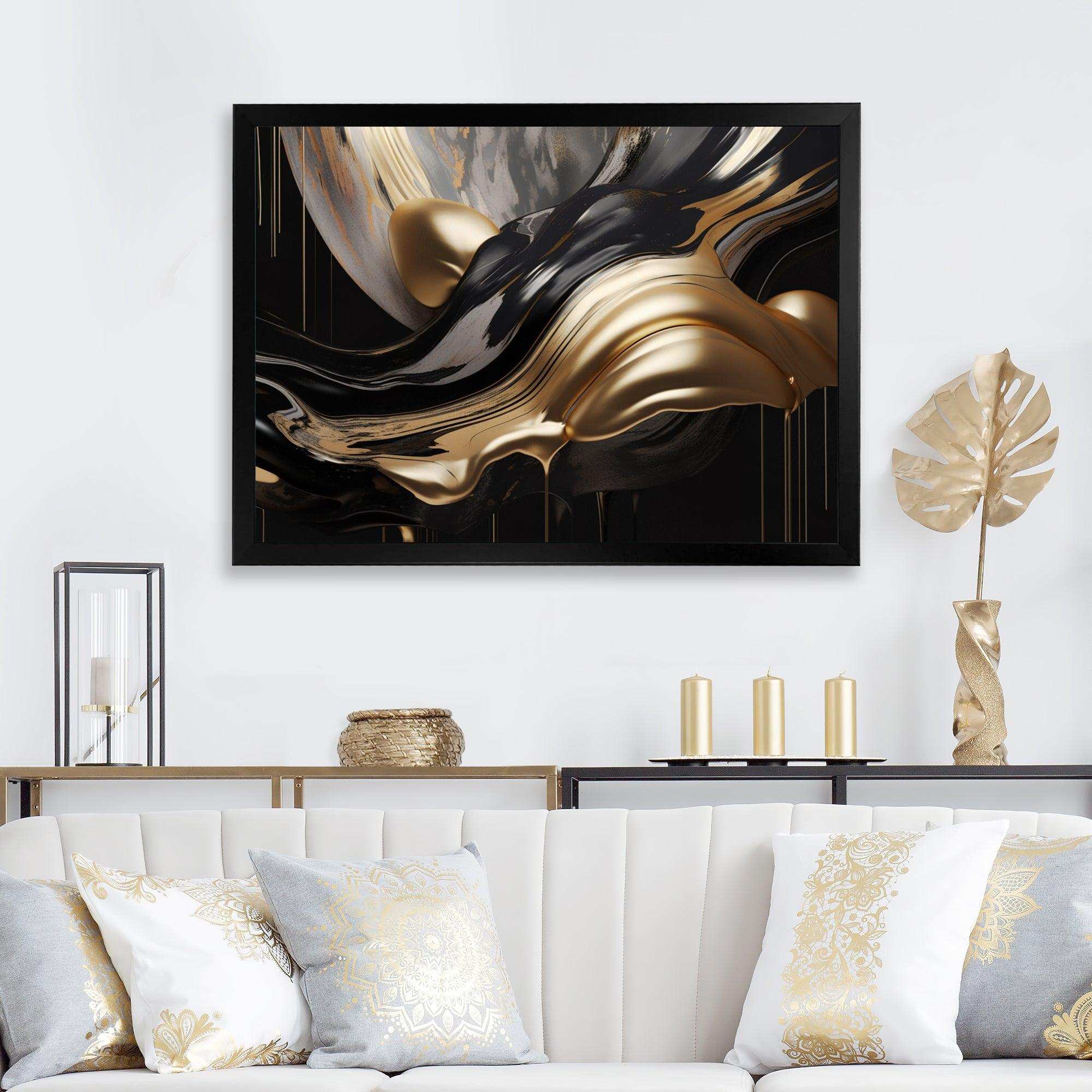 Gold And Black Captivating Marble II - Abstract Canvas Wall Art