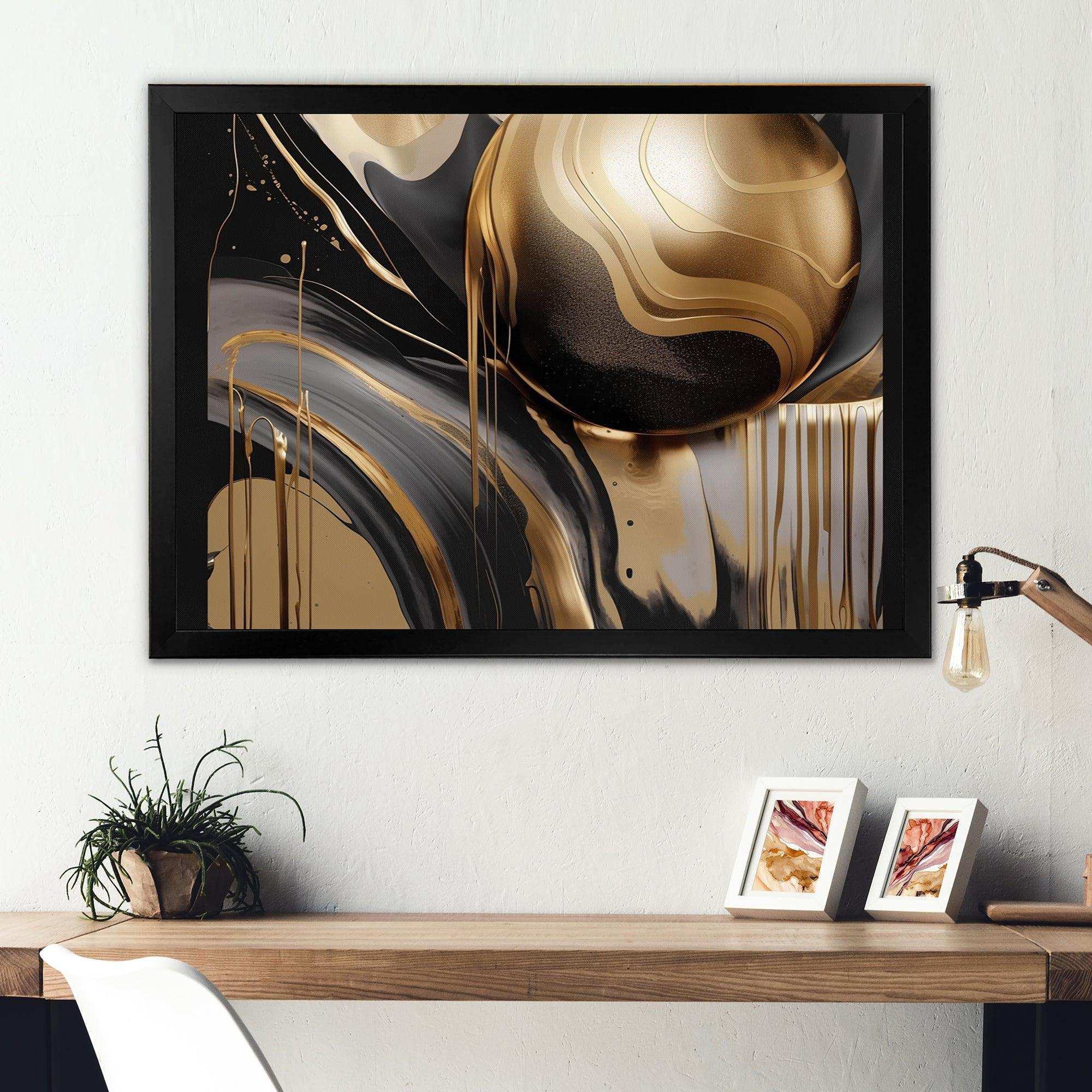 Gold And Black Captivating Marble IV - Abstract Canvas Wall Art