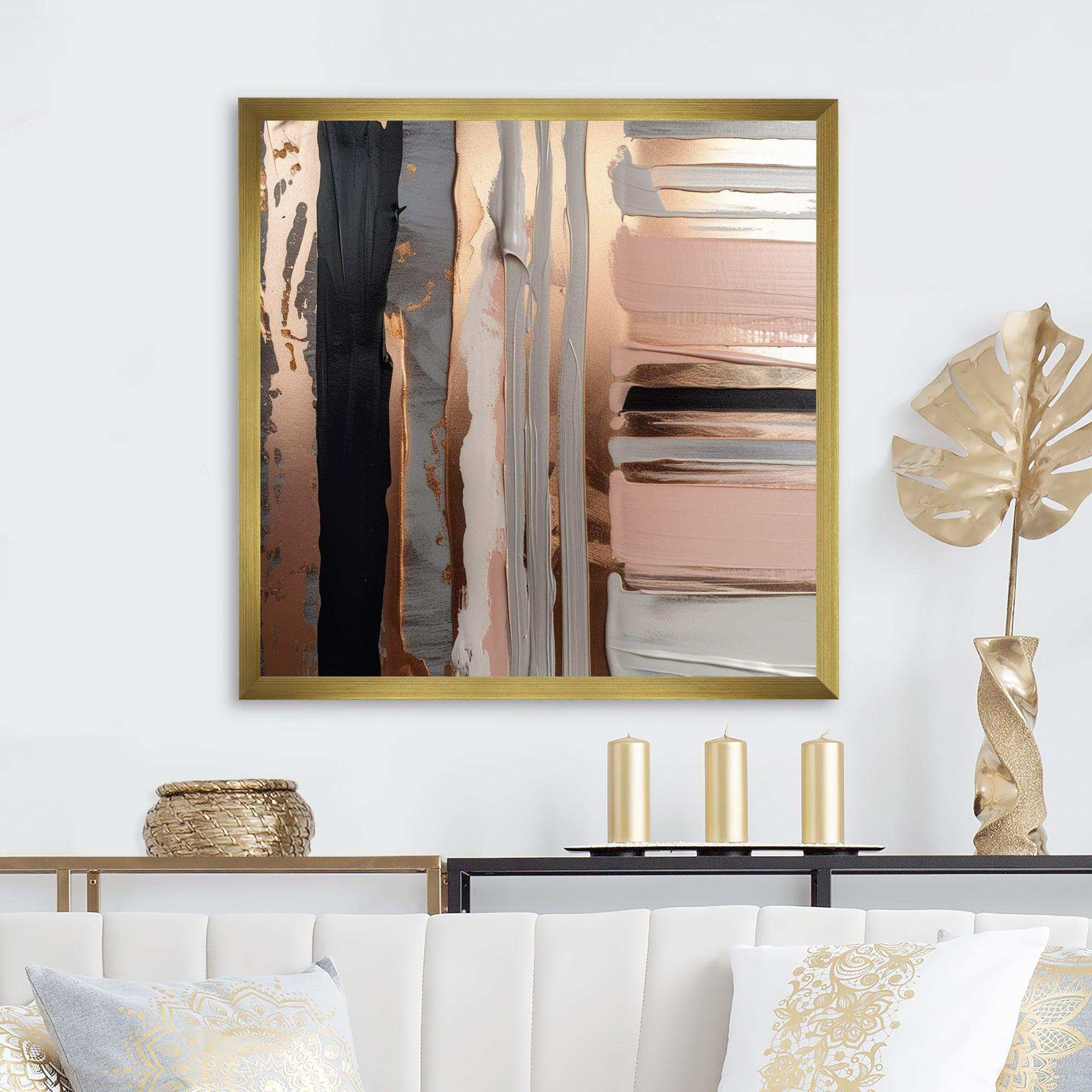 Rosegold And Pink Forms In Contemporary I - Abstract Canvas Wall Art