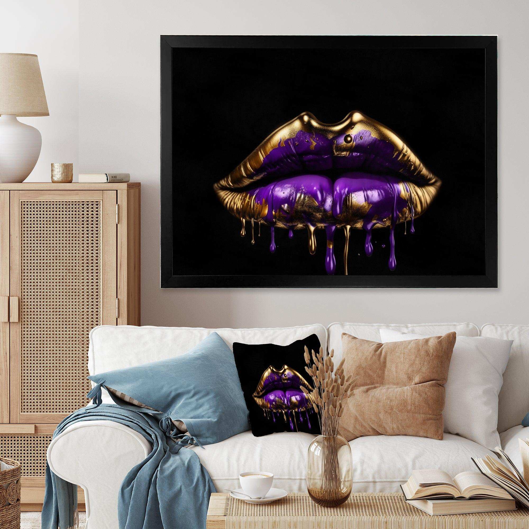 Gold Lips Of Luxury III - Fashion Canvas Wall Art