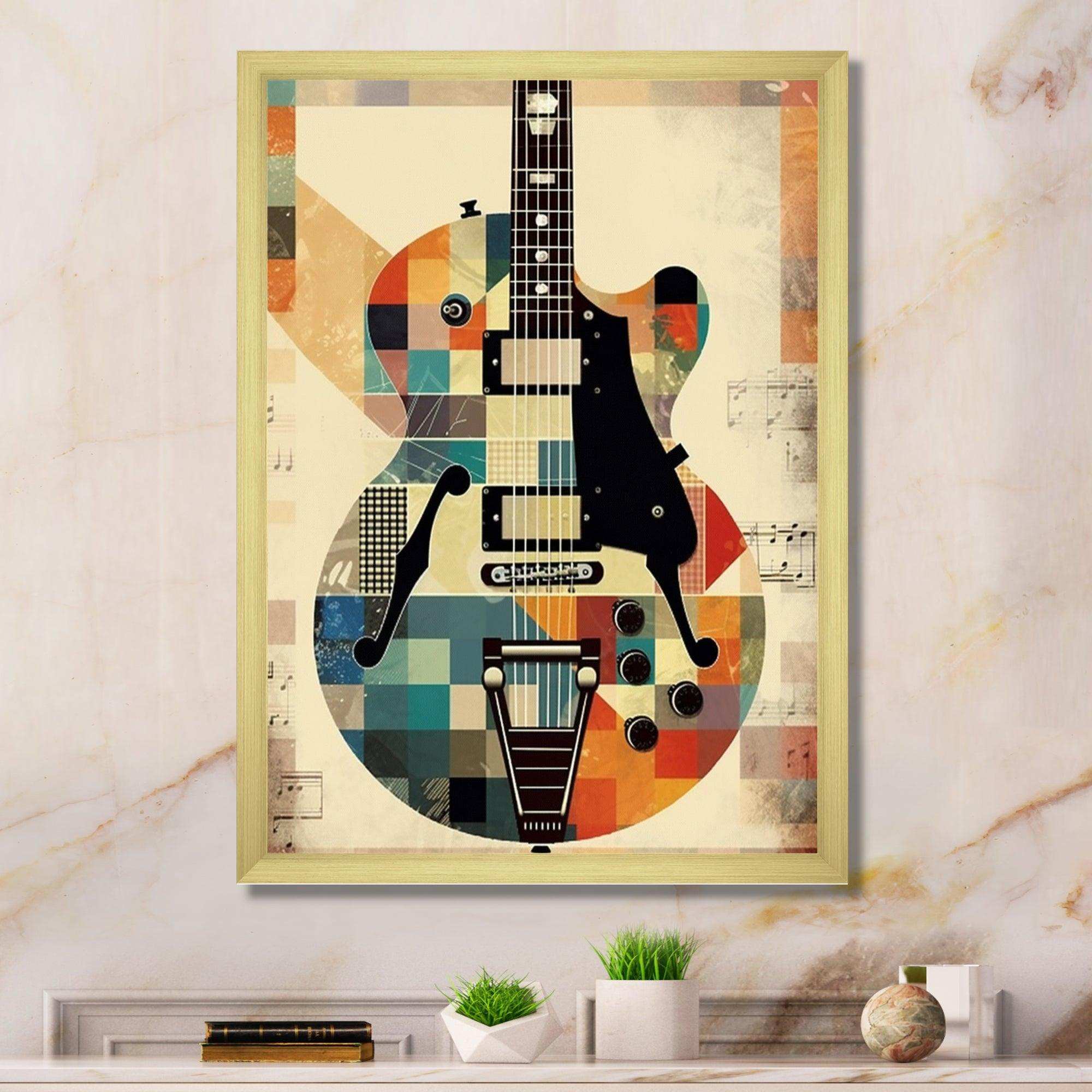 Cubism Guitar - Music Canvas Wall Art