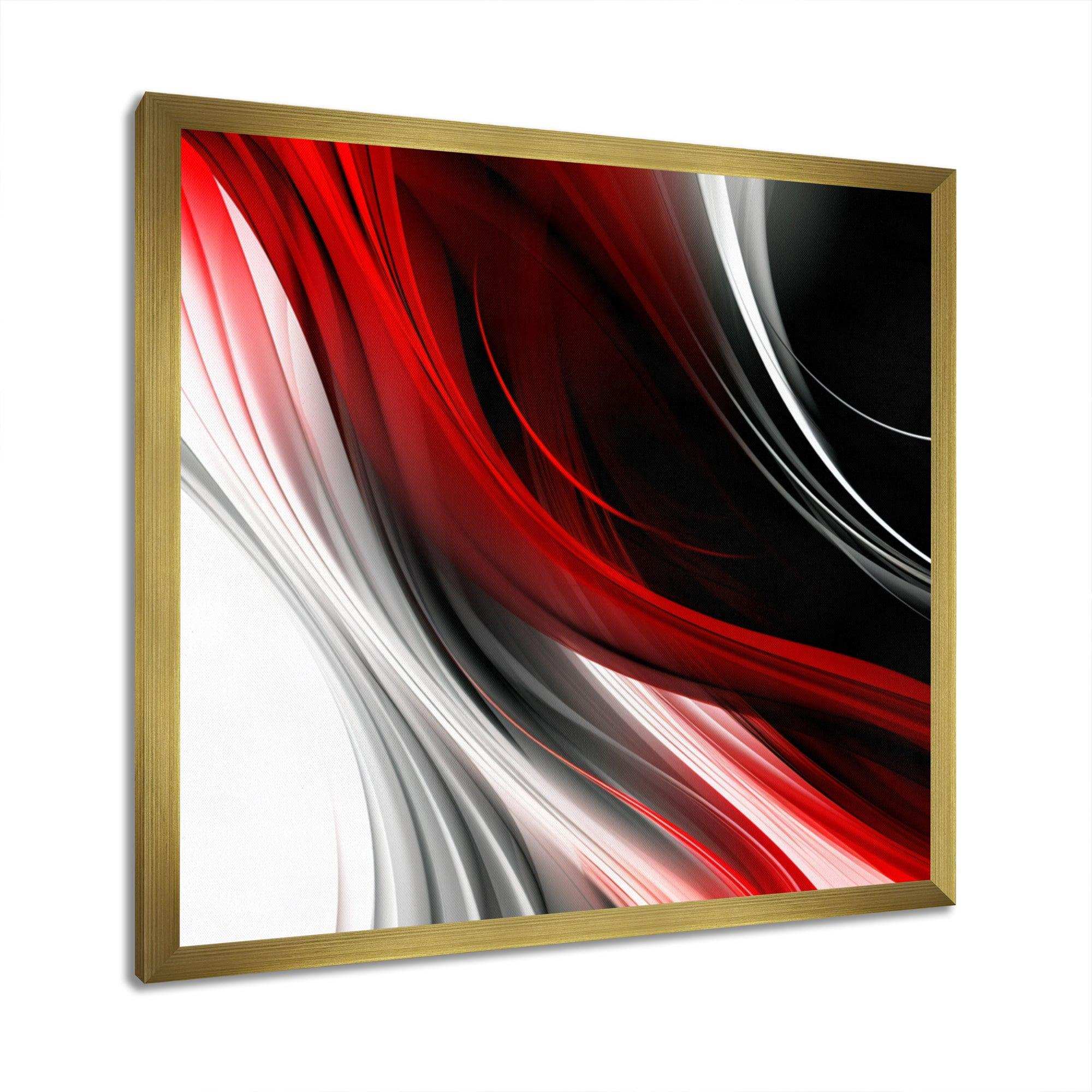 Red Black Infinite Ripples I - Abstract Canvas Wall Art