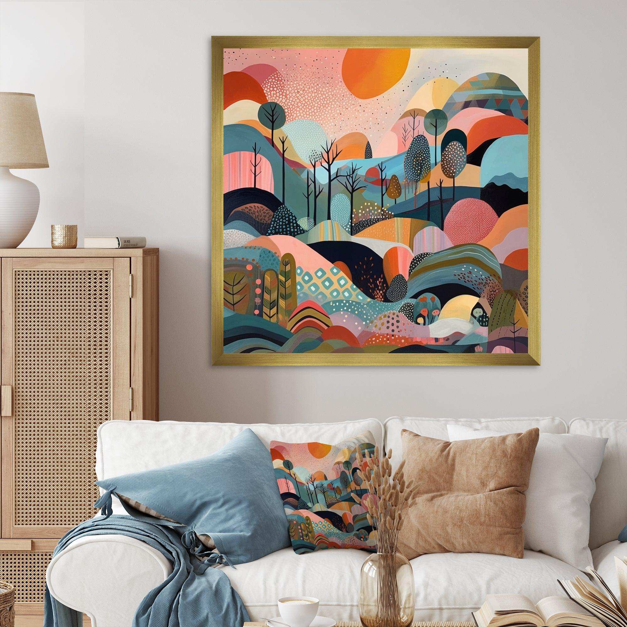 Pink Blue Minimalims Explosion - Abstract Canvas Wall Art