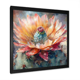 Orange Green Cactus Flower III - Floral Canvas Wall Art