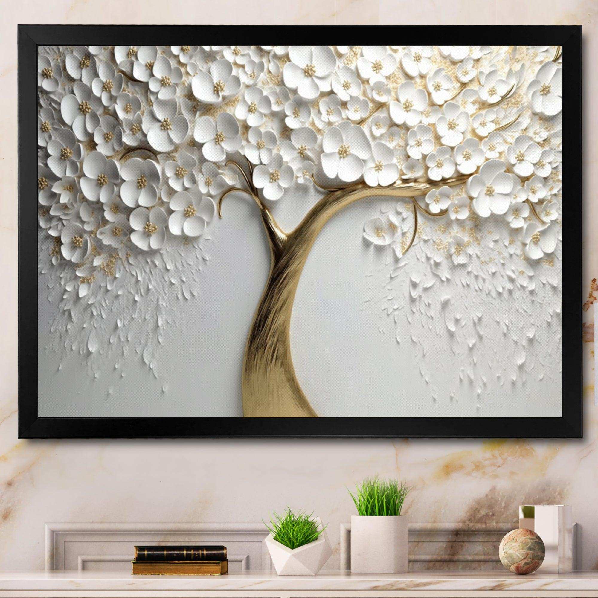 White Orchid Tree Garden Of Branches V - Landscapes Canvas Wall Art