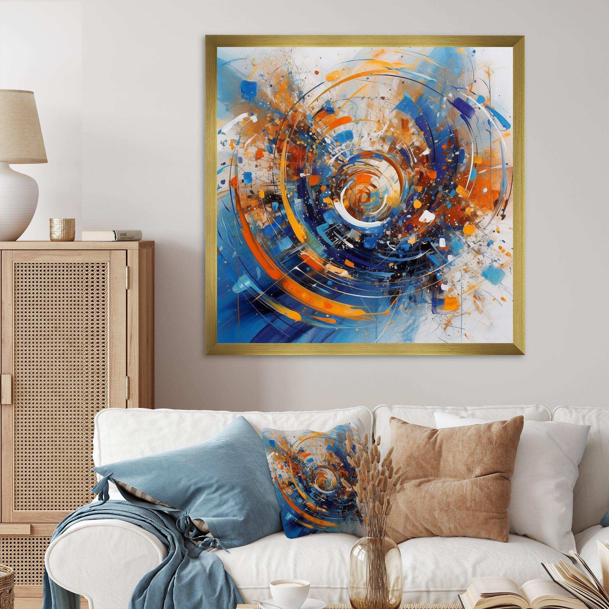 Blue And Orange Space - Landscapes Canvas Wall Art