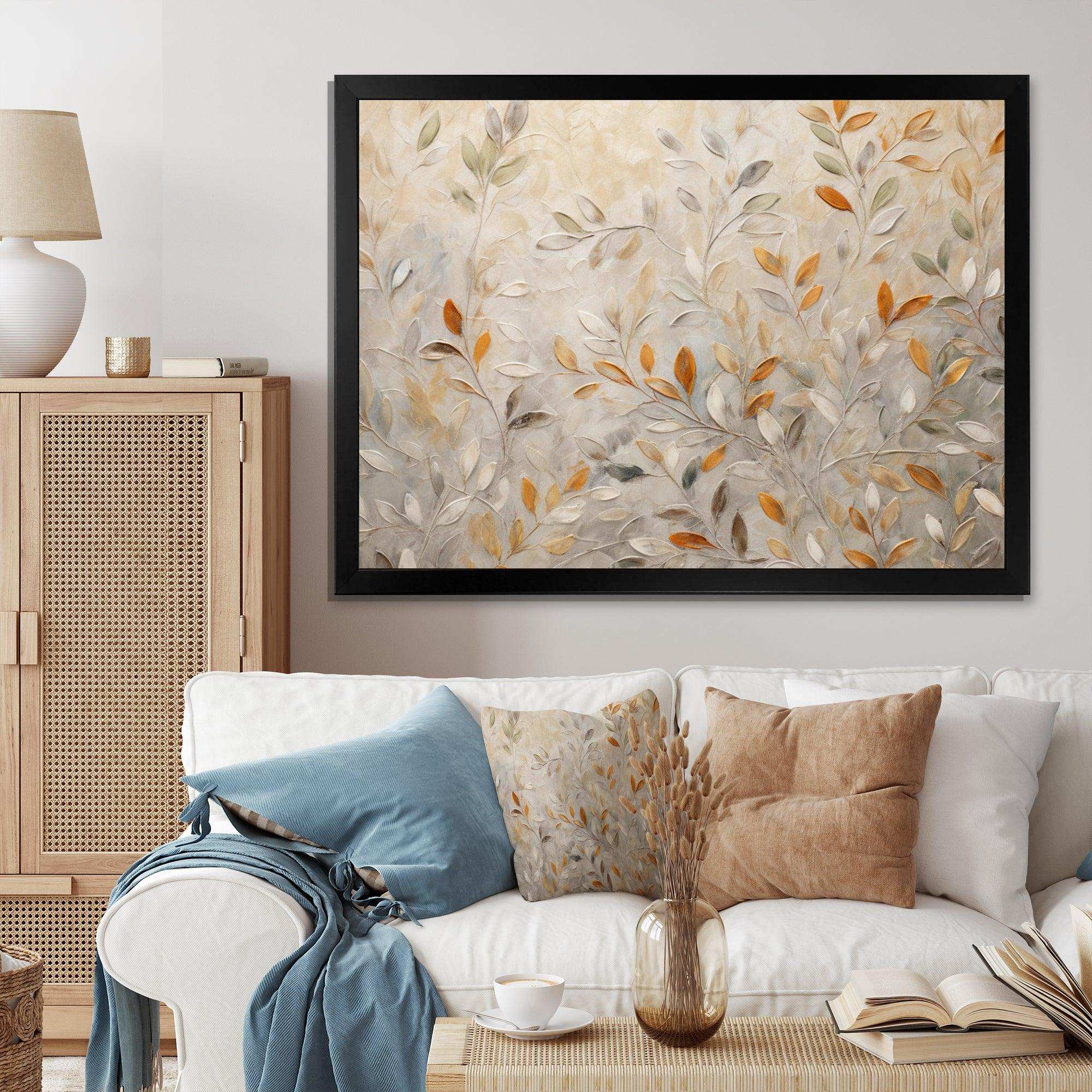 Beige Botanical Impressions I - Abstract Canvas Wall Art