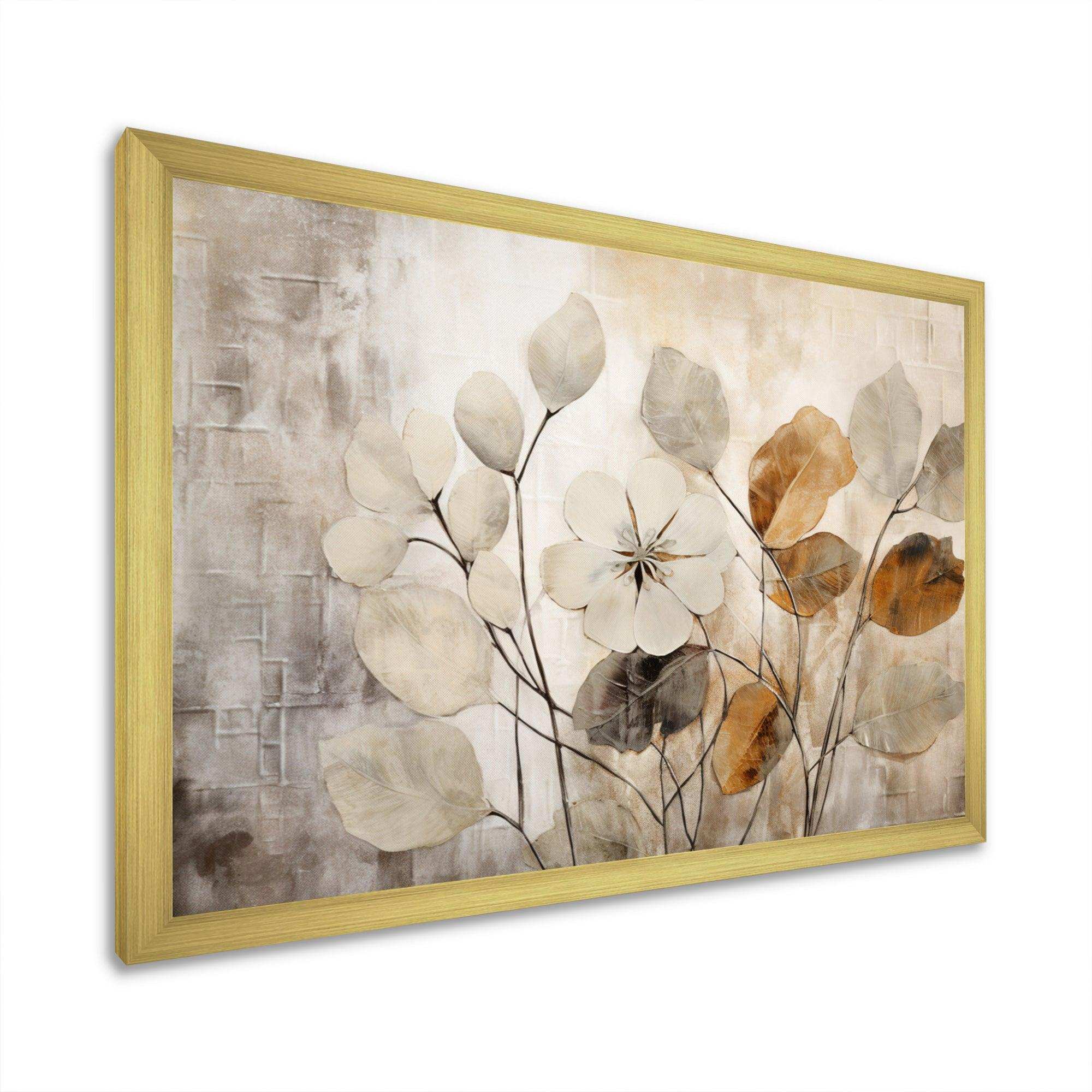 Beige Botanical Impressions III - Abstract Canvas Wall Art