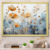 Orange Blue Muted Botanicals II - Abstract Canvas Wall Art