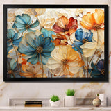 Teal Orange Petal Mosaics II - Abstract Canvas Wall Art