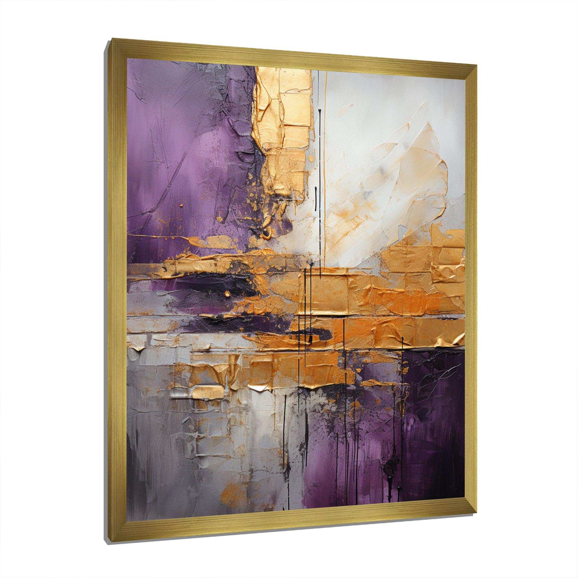 Gold Purple Abstract Fractal III - Abstract Canvas Wall Art