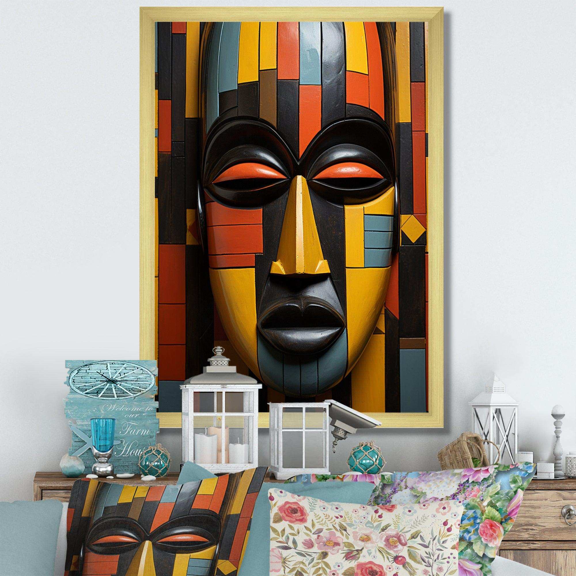 African Tribal Mask Kente II - People Canvas Wall Art