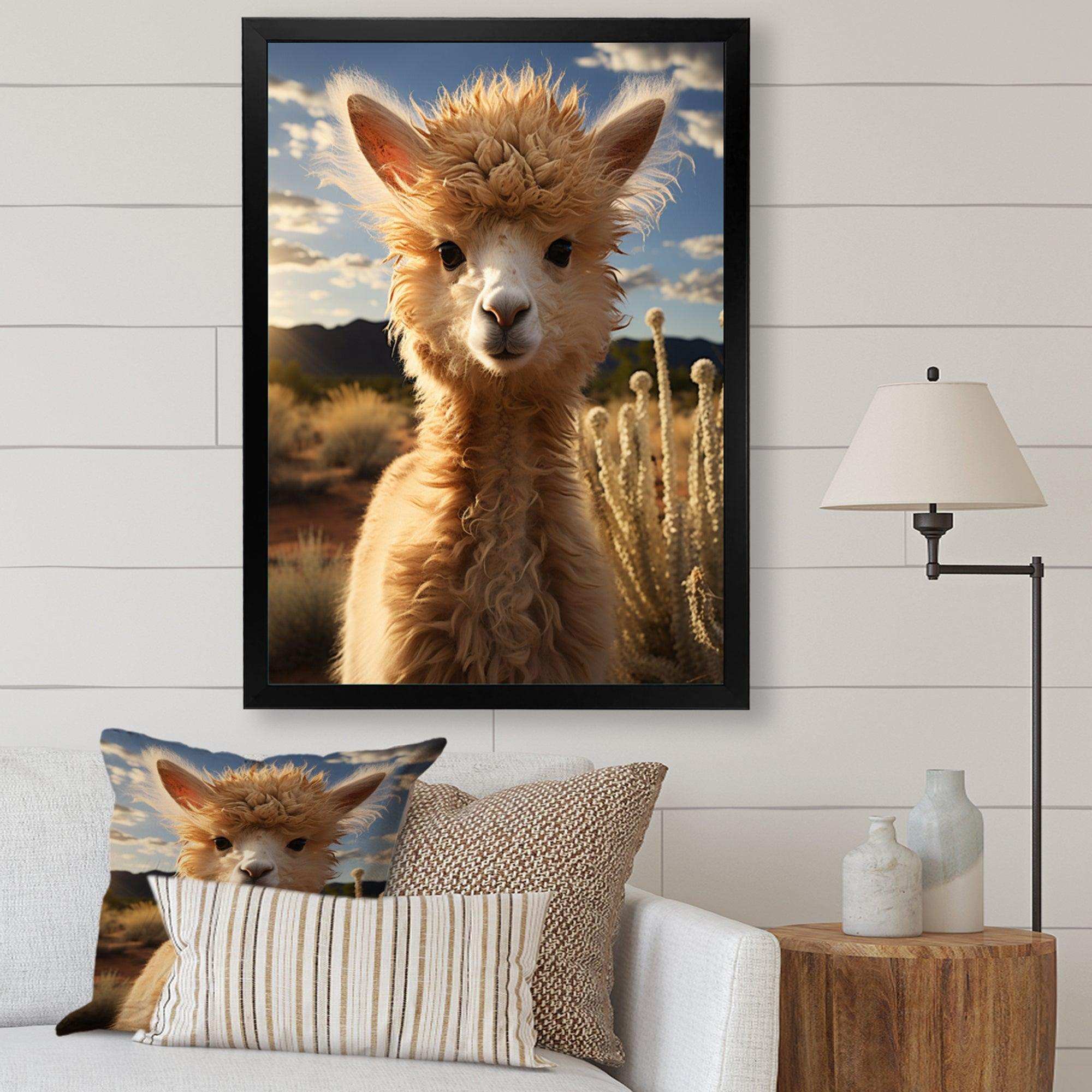 Alpaca Vibrant Portrait II - Animals Canvas Wall Art