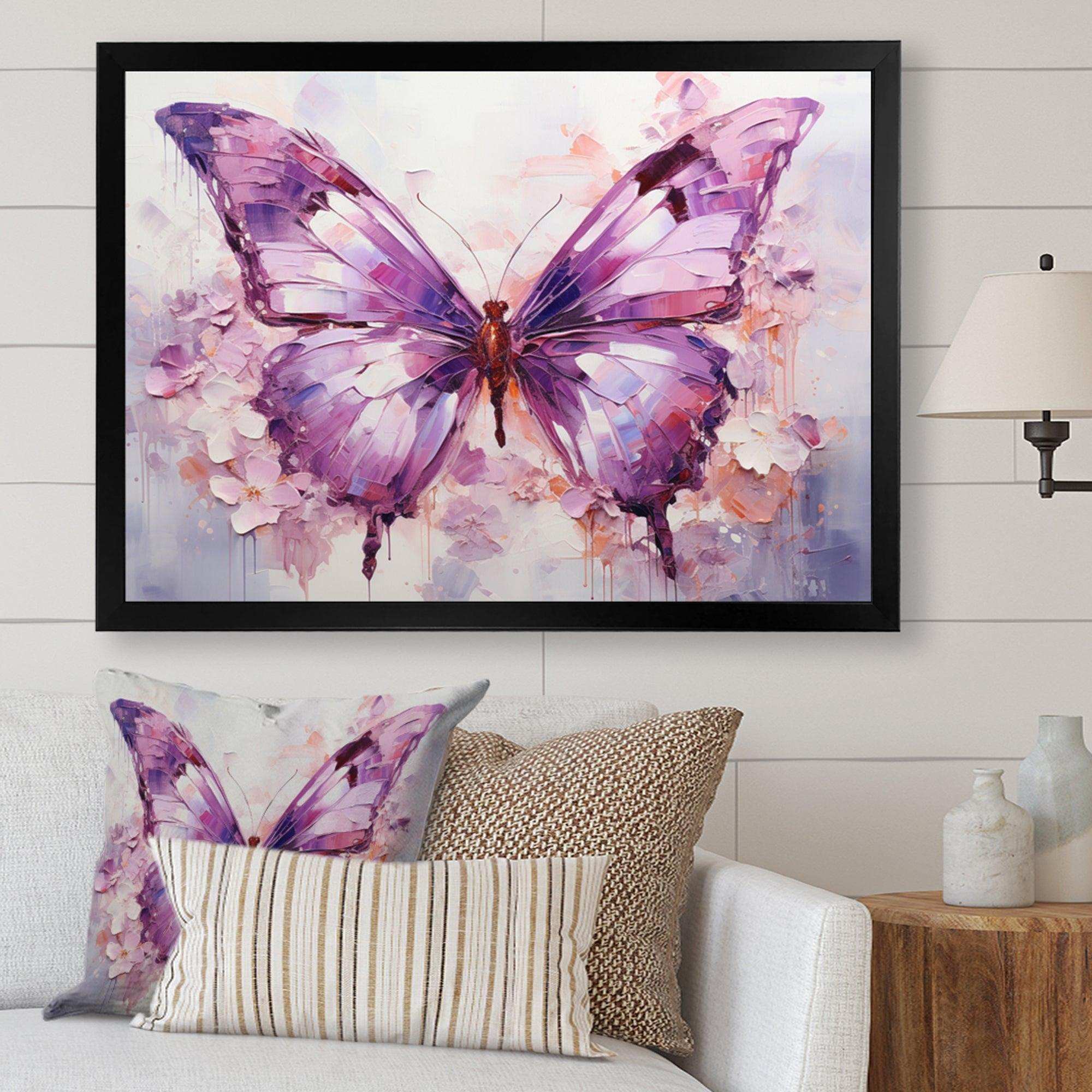 Purple Animal Amethyst Butterfly Delicate - Animals Canvas Wall Art