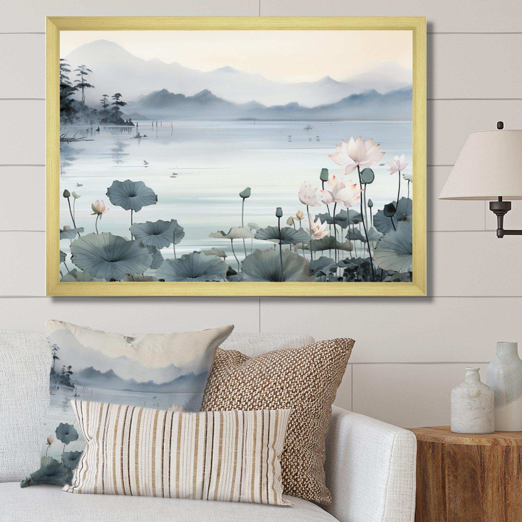 Asian Art Ink Lake I - People Canvas Wall Art