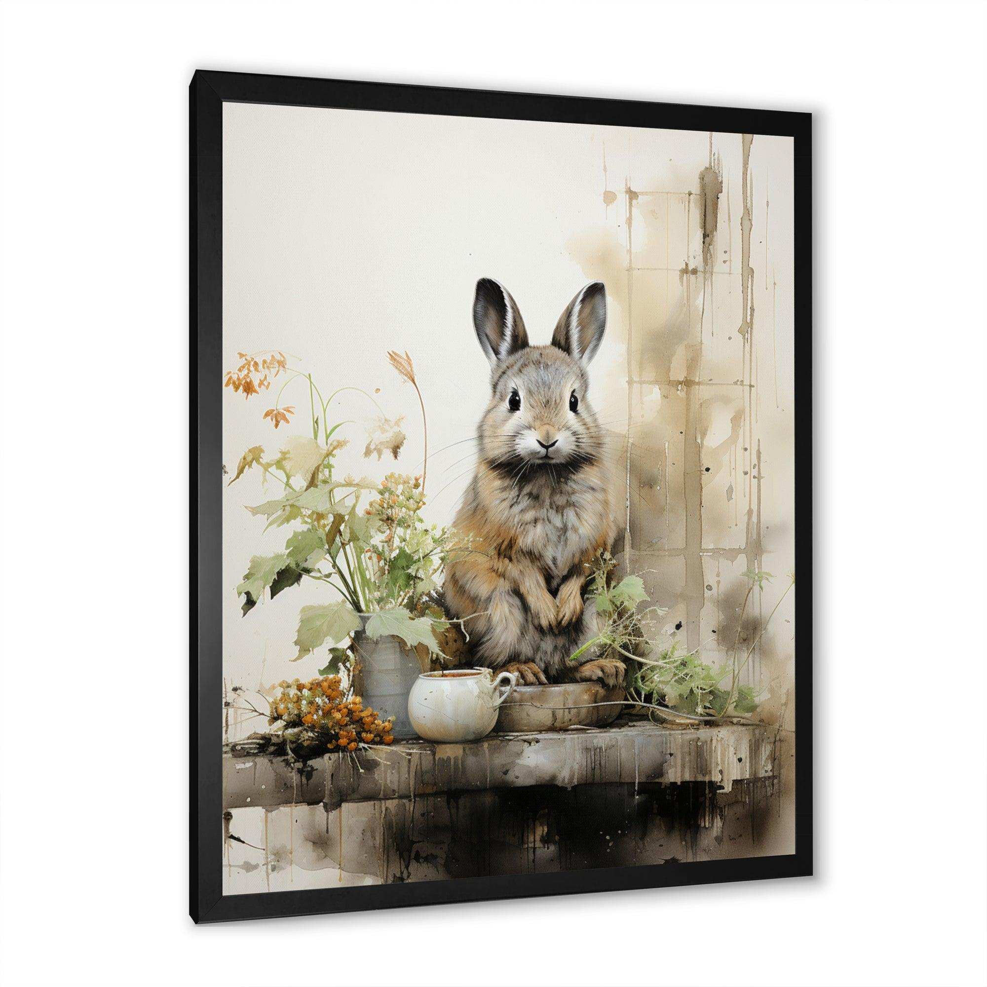 Asian Art Rabbit Sumi I - People Canvas Wall Art