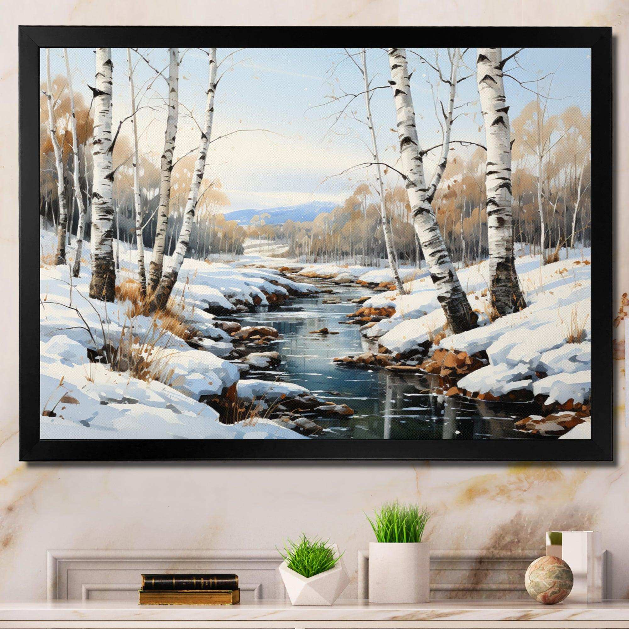 Birch Woods Winter Whispers I - Floral Canvas Wall Art