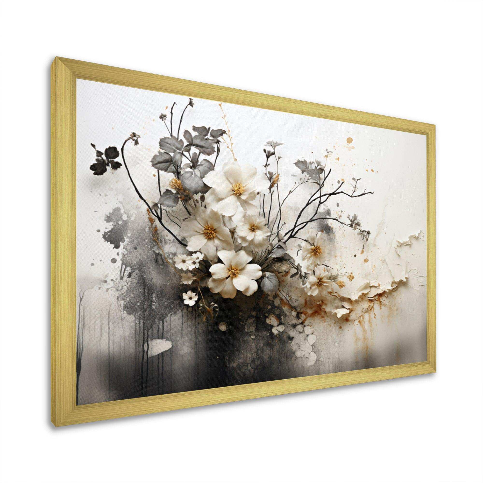 Bohemian Earthly Floral Collage I - Abstract Canvas Wall Art