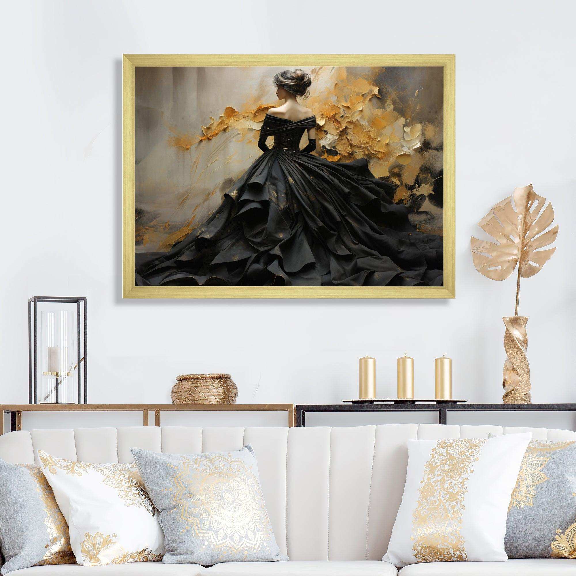 Fashion Elegance Unveiled Gold - Fashion Canvas Wall Art