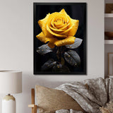 Yellow Black Rose Elegance III - Floral Canvas Wall Art